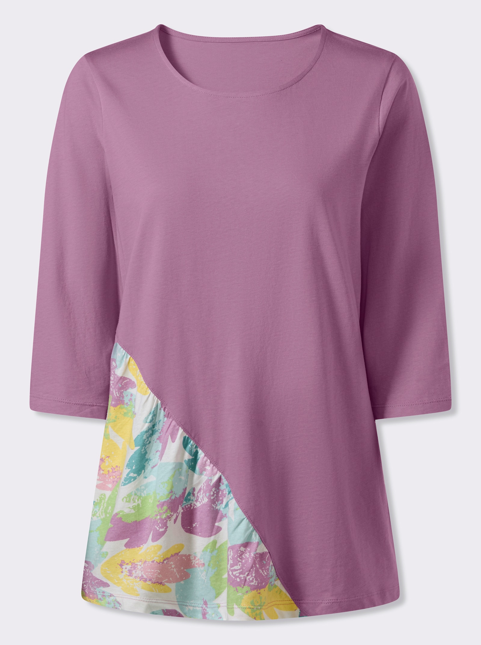 Longshirt mit bedrucktem Einsatz vorne - orchidee-mint