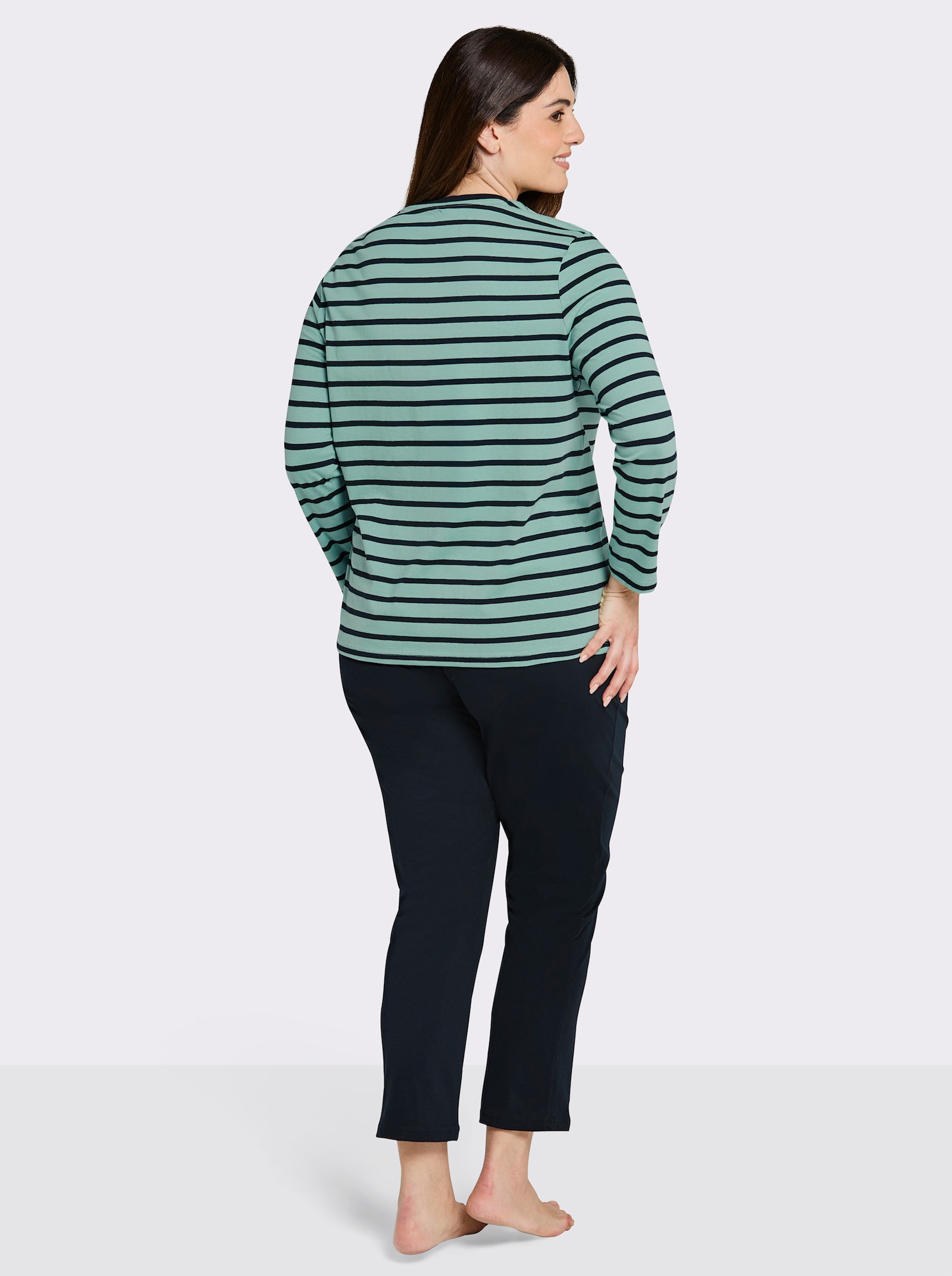 wäschepur Schlafanzüge im Doppelpack - marine-geringelt + mint-geringelt