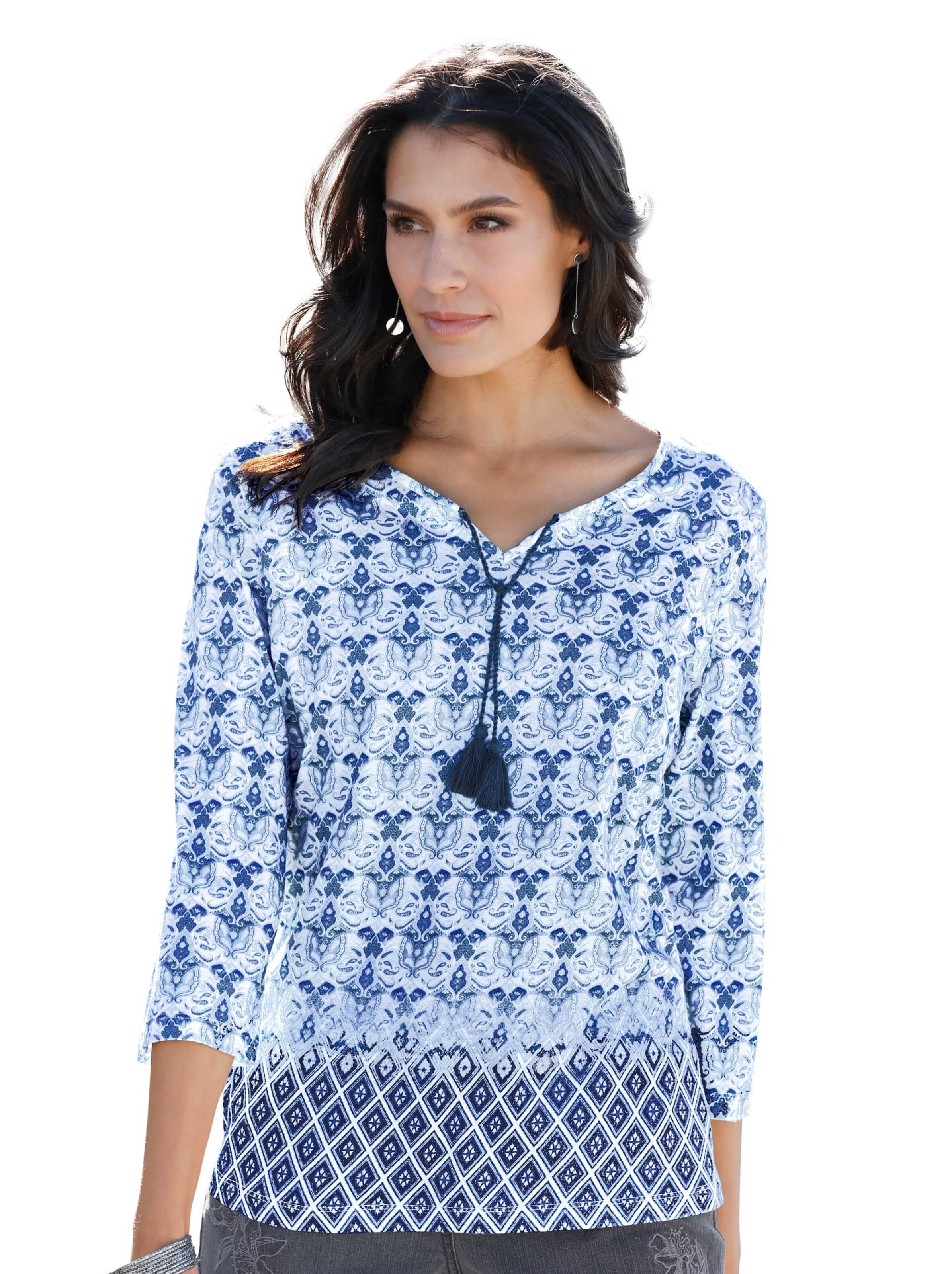 Tunika - rauchblau-gemustert