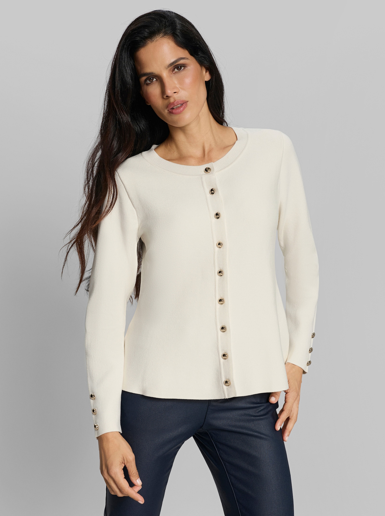heine Strickjacke mit Schößchem - ecru