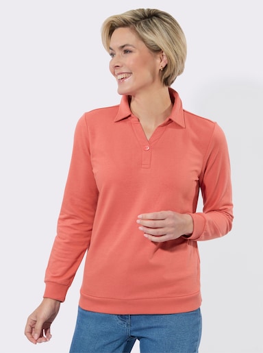 Sweatshirt mit Hemdkragen - grapefruit