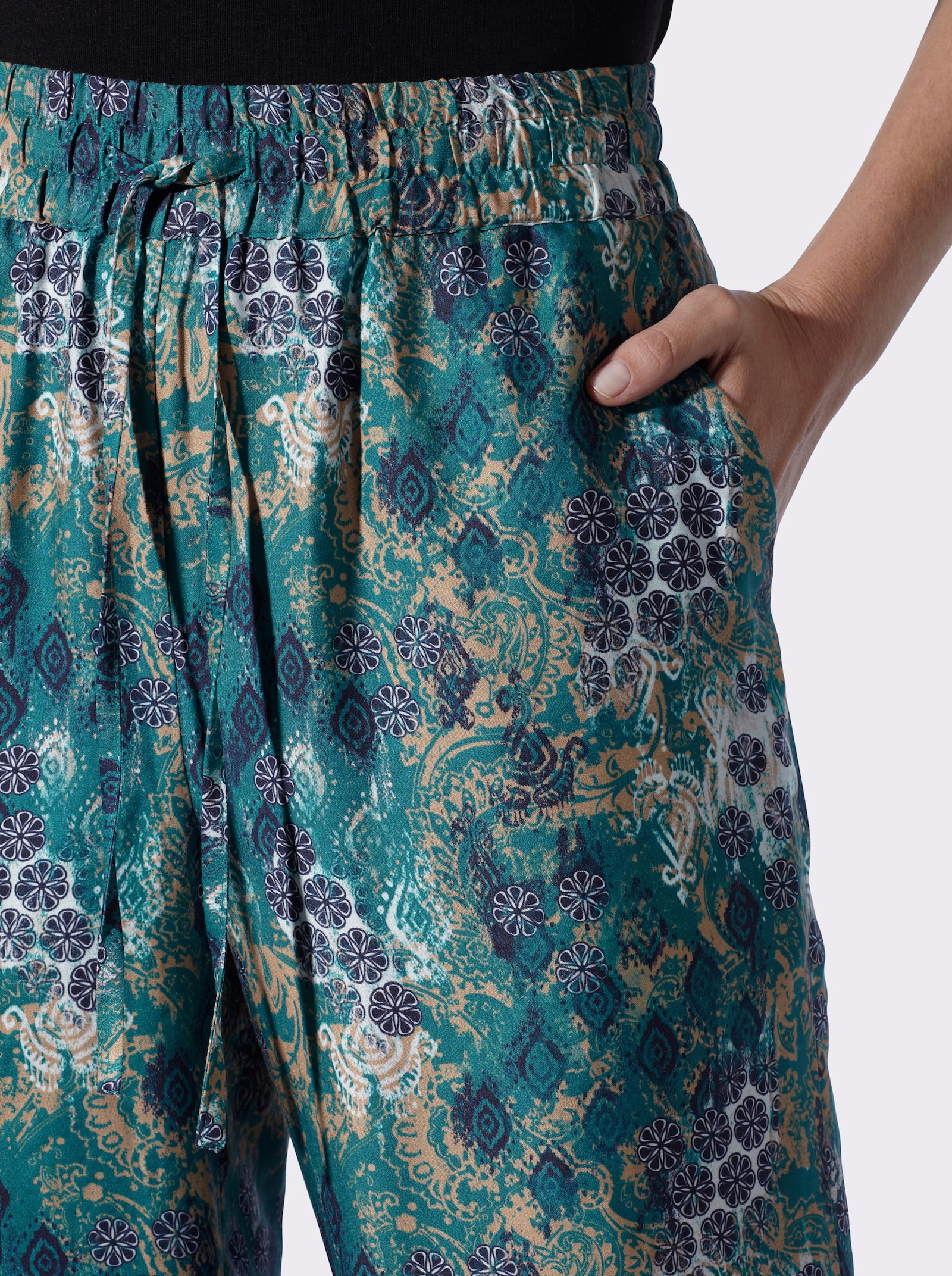 heine Culotte mit Floral-Print - aquapetrol-champagner-bedruckt