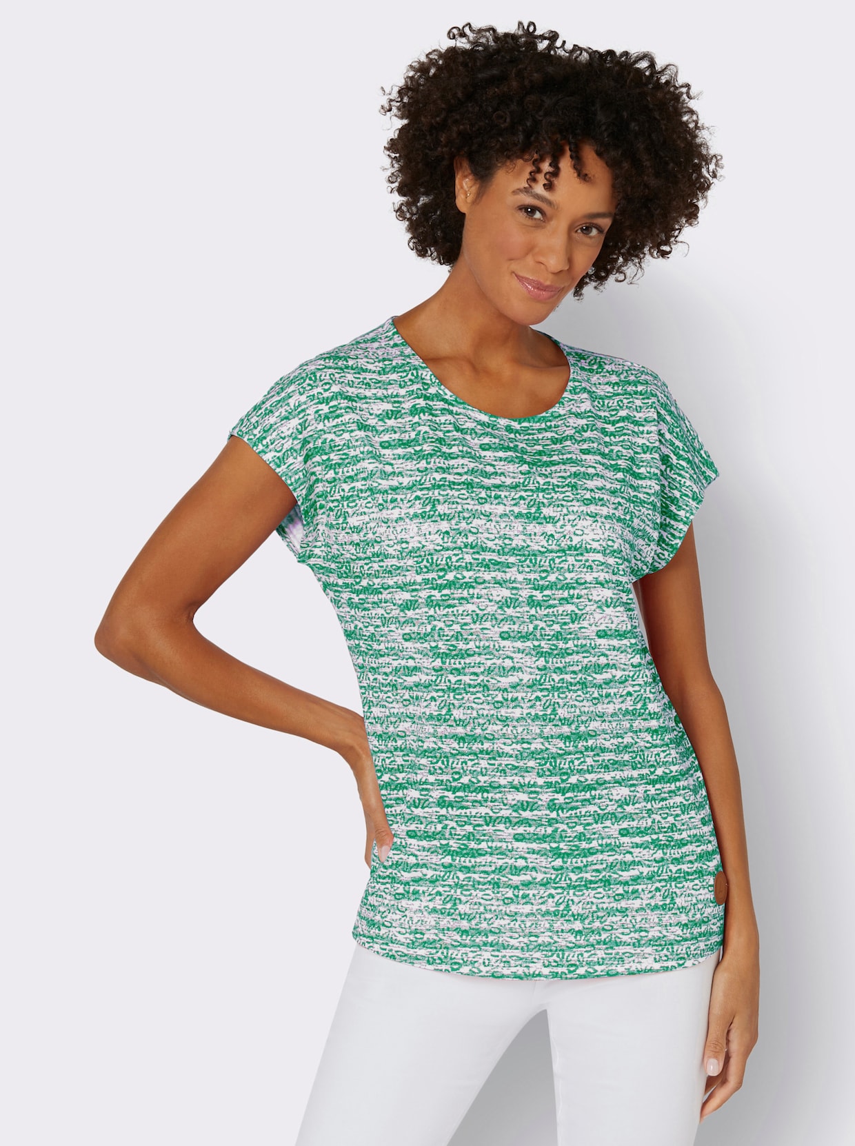 Shirt - grün-ecru-geringelt