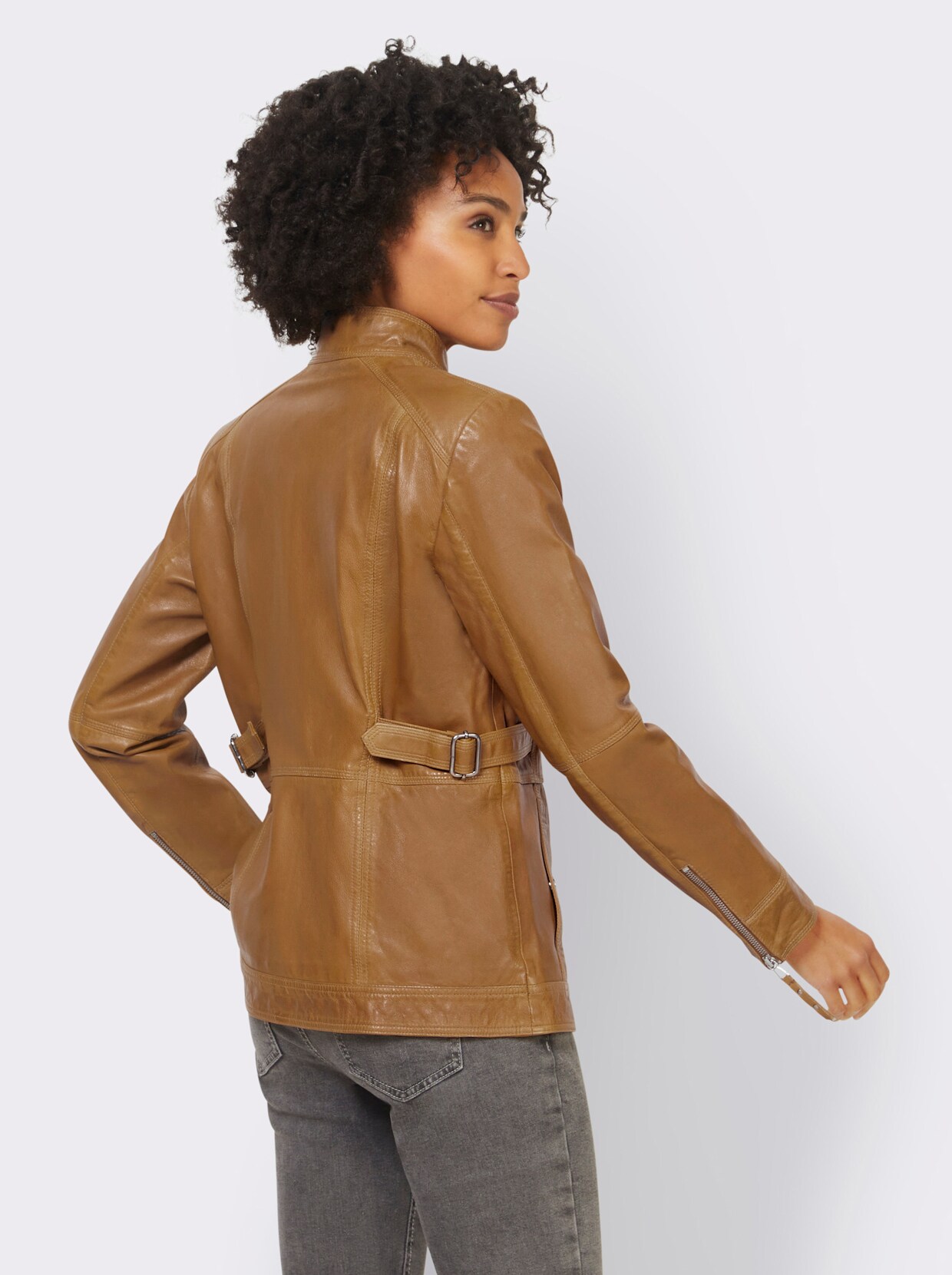 heine Veste en cuir - ocre