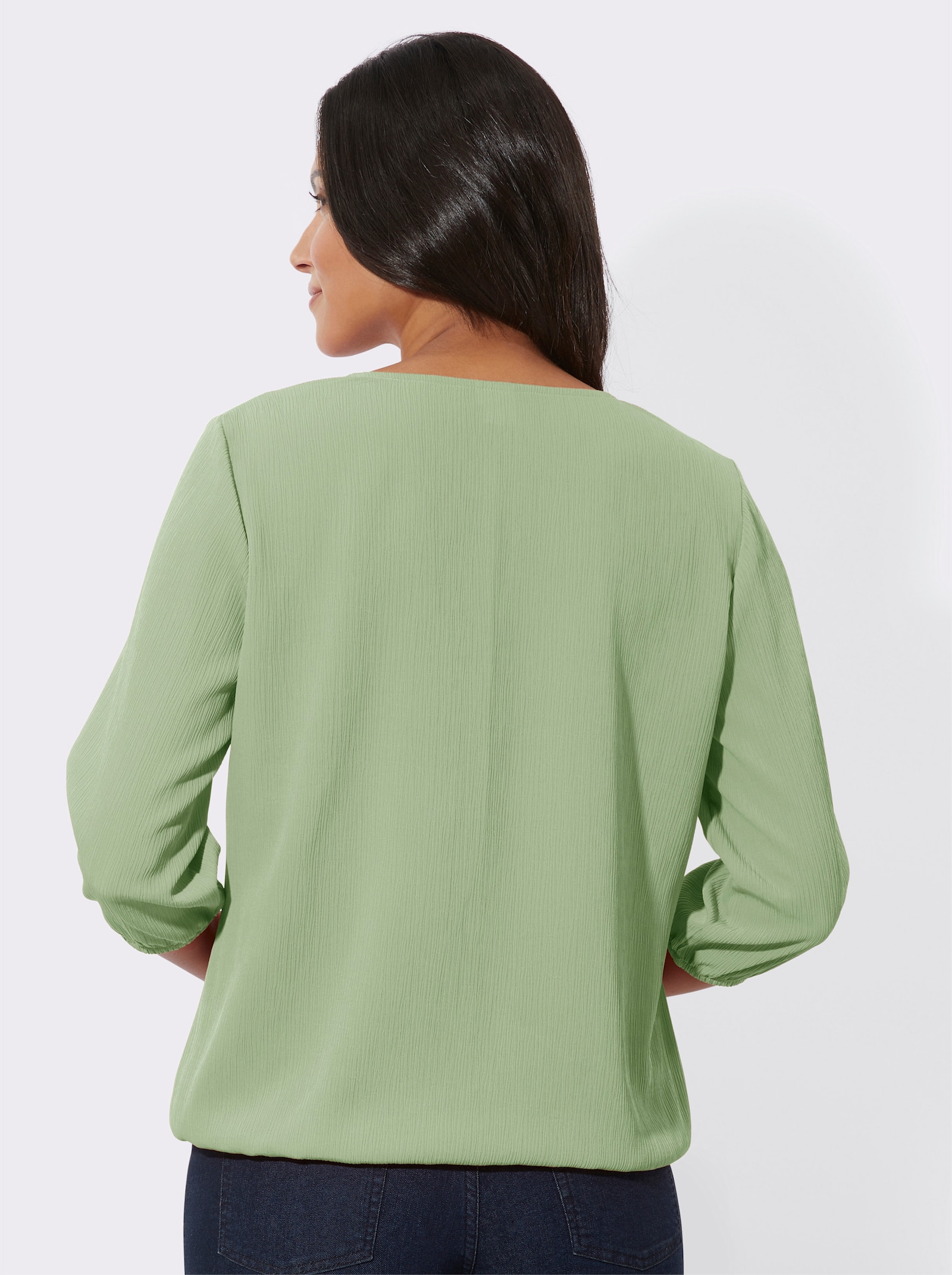 Schlupfbluse mit Crinkle-Effekt - eucalyptus