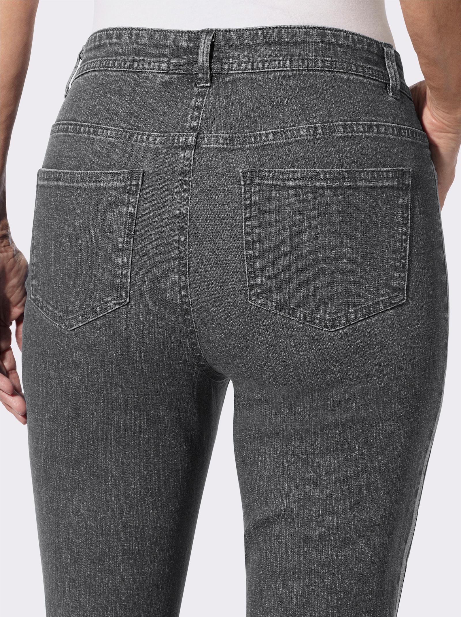 Gerade Jeans mit seitlichen Kontraststreifen - anthrazit-grey-denim