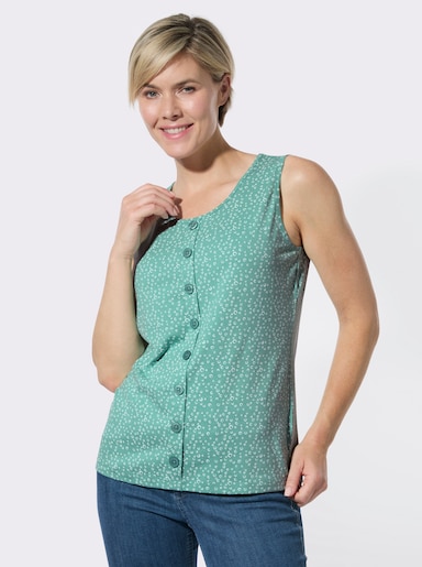 Shirttop im Doppelpack - salbei-weiß-getupft + salbei