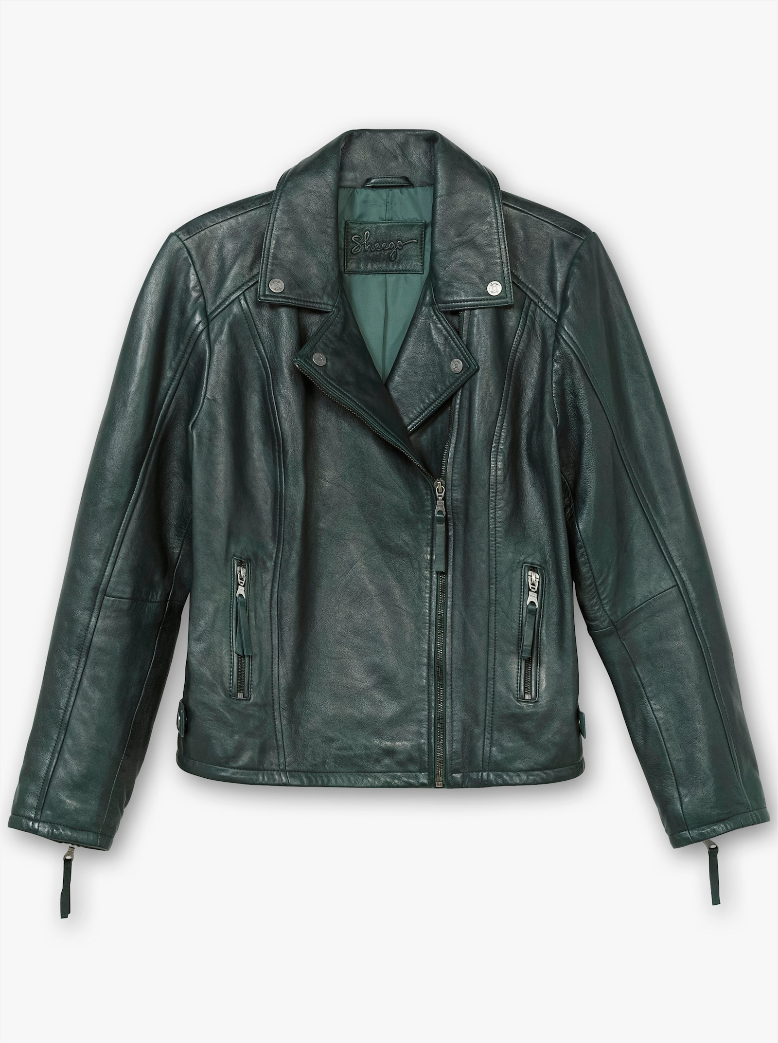 sheego Bikerjack van zacht lamsnappa - diepgroen