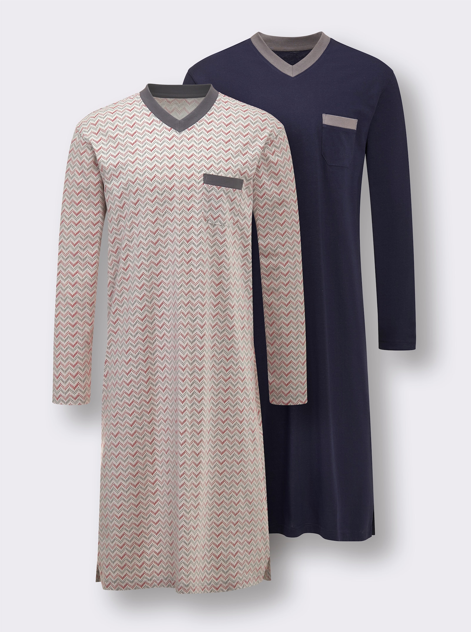 wäschepur men Nachthemden - marine + lichtgrijs bedrukt