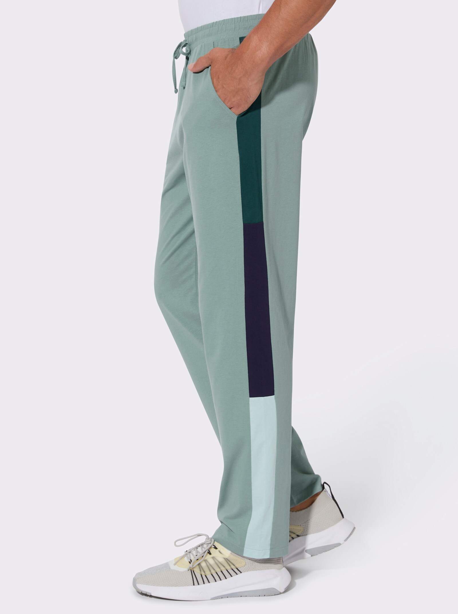 Freizeithose mit Galonstreifen - jade