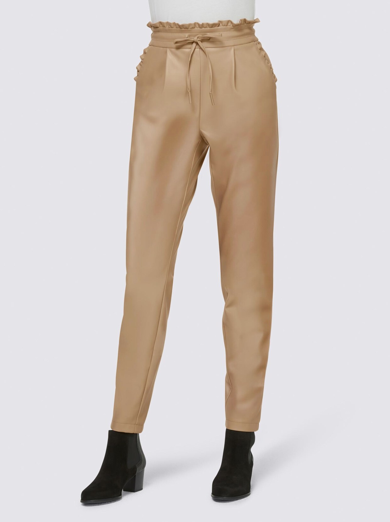 Linea Tesini Pantalon en imitation cuir - couleur chamois