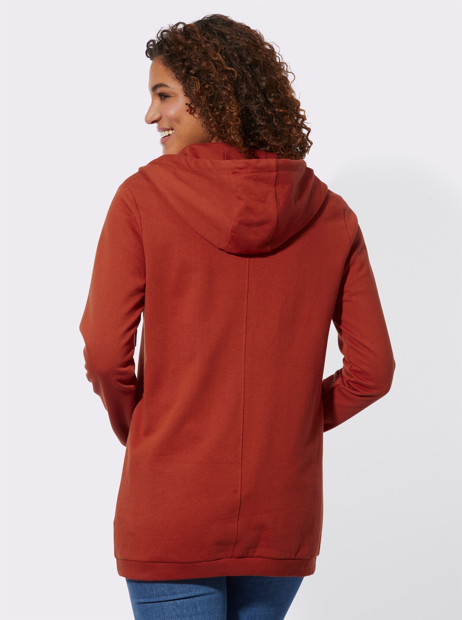 Mikina z měkce zdrsněného materiálu - rezavá