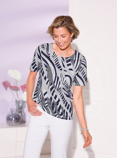 Shirt met korte mouwen - marine/ecru geprint