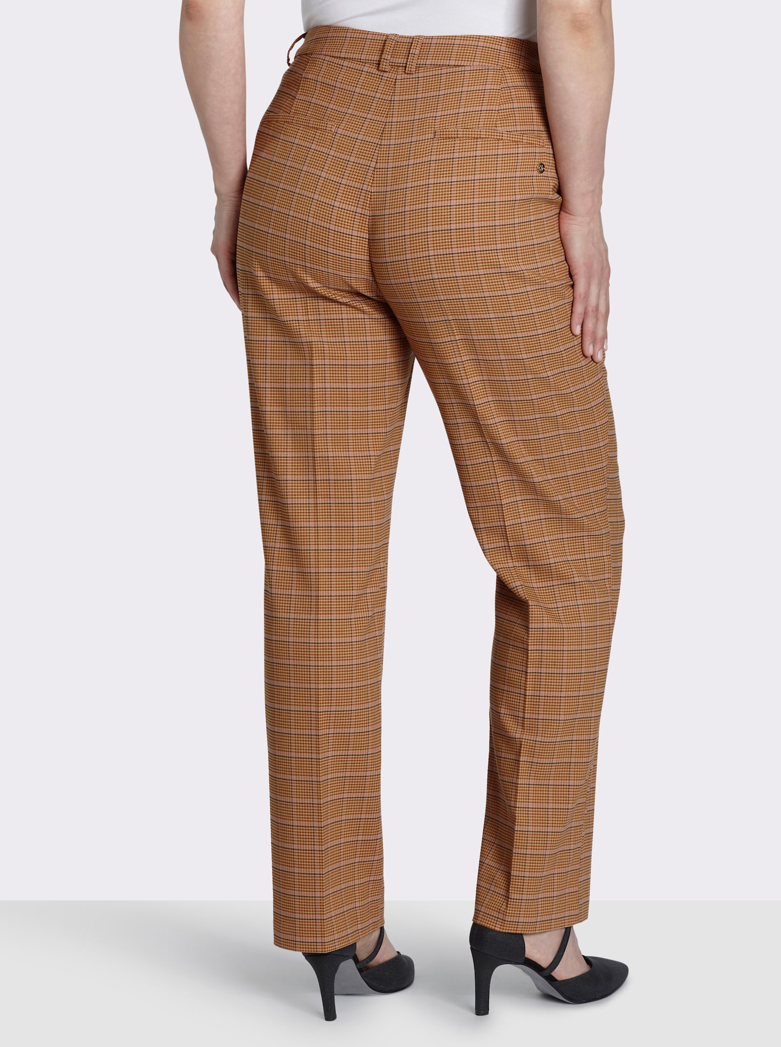 sheego Bügelfalten-Hose - camel-schoko-bedruckt