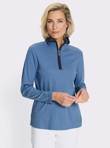 Sweatshirt met schipperskraag - middenblauw