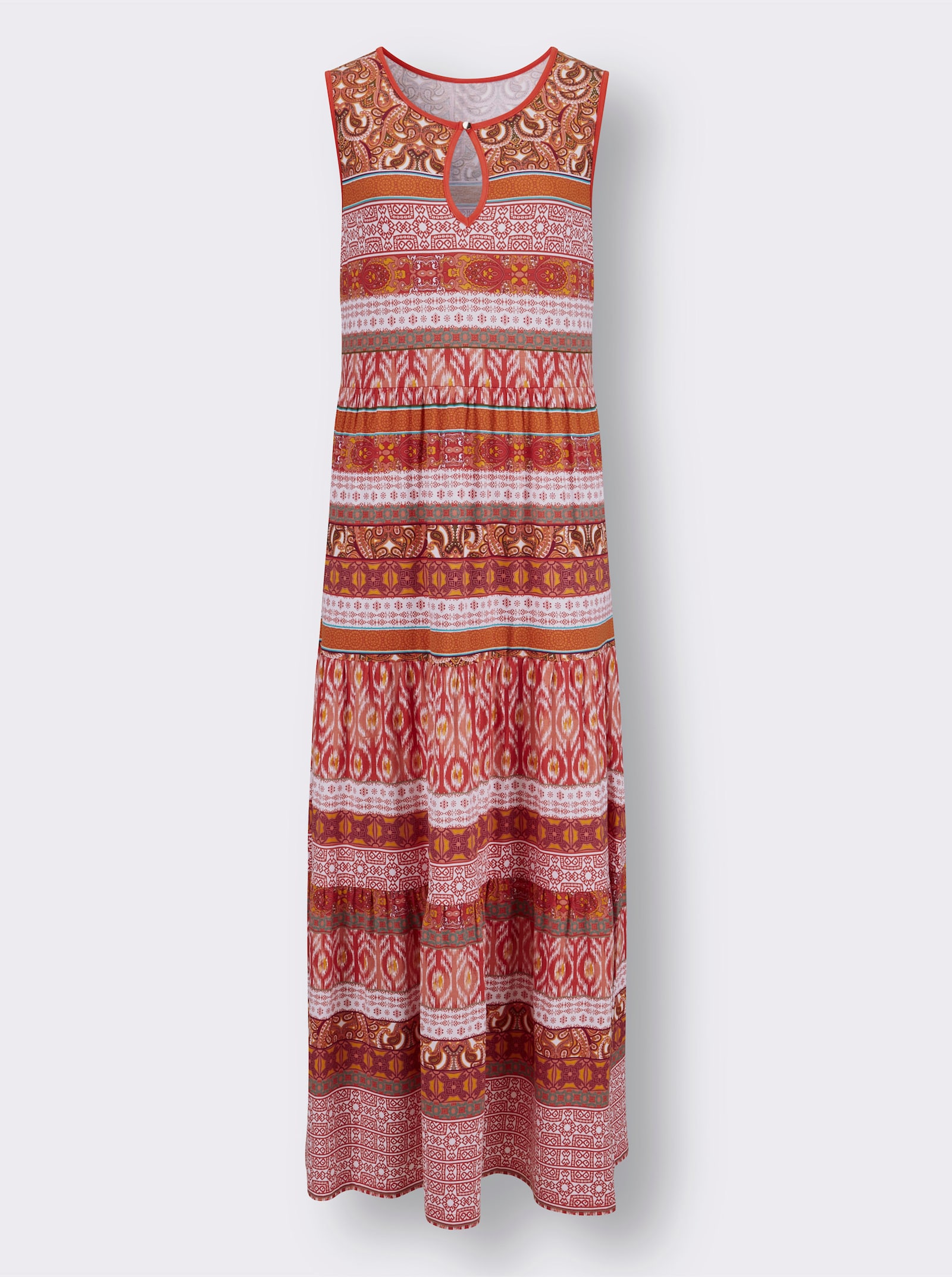 Jerseykleid im Stufenschnitt - papaya-terra-bedruckt