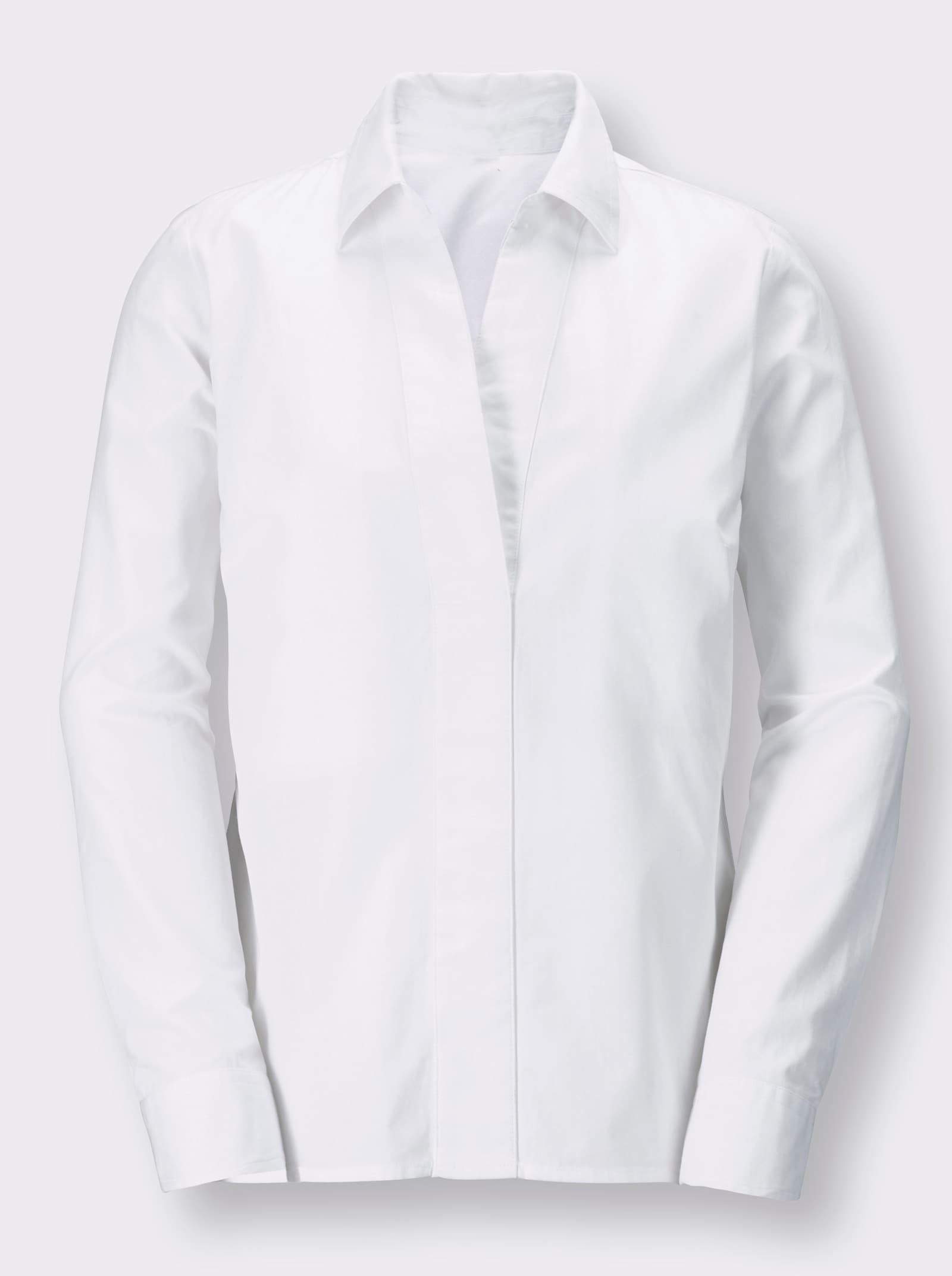 Baumwollbluse mit verdeckter Knopfleiste - weiß