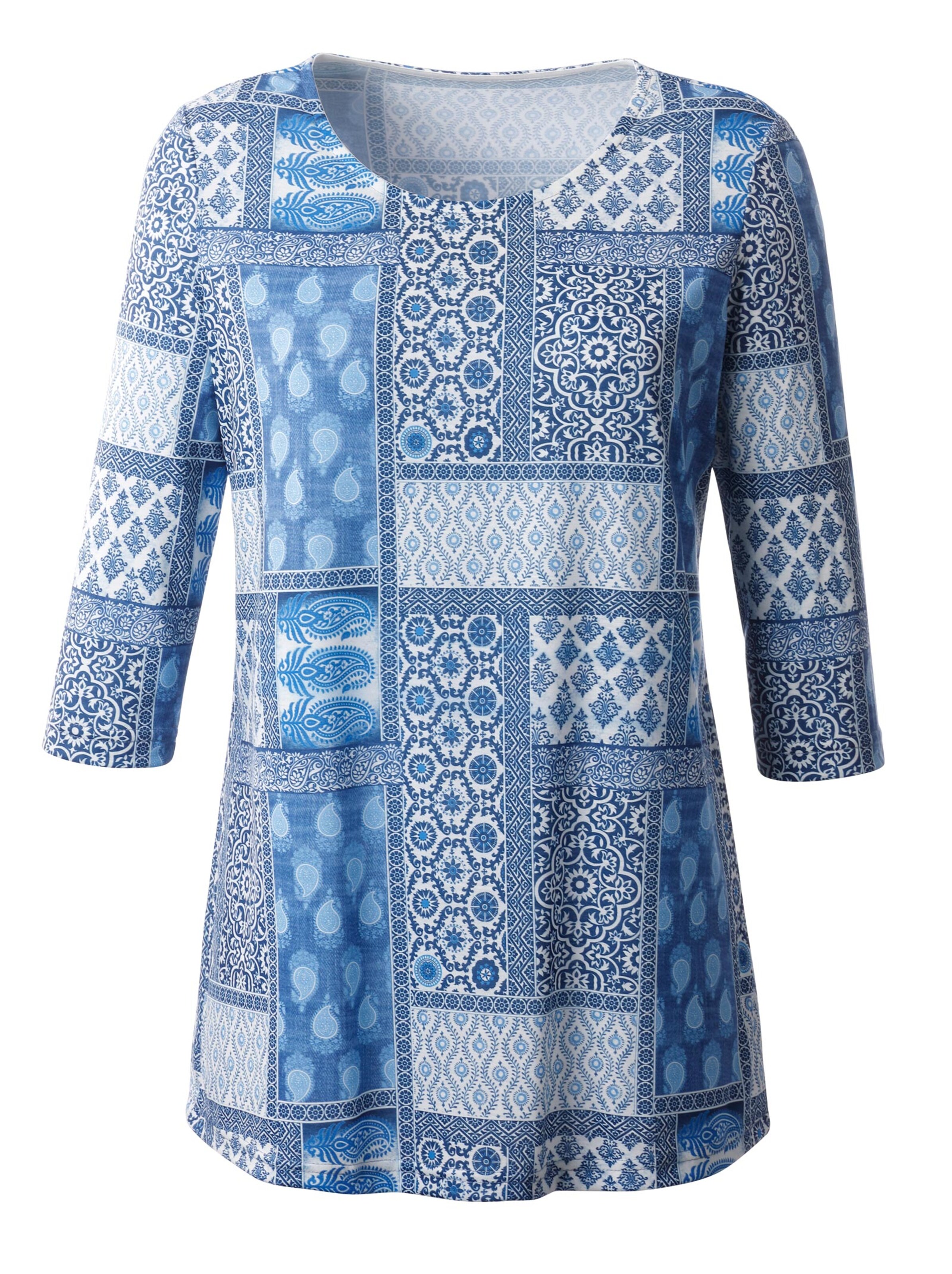 Longshirt - blau-gemustert