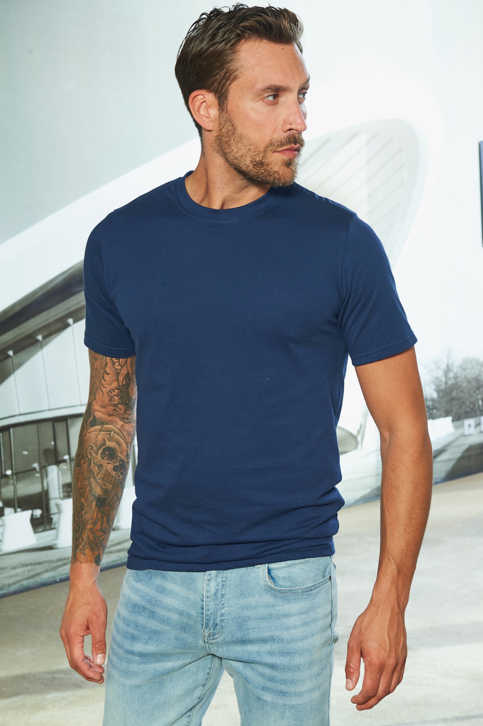 H.I.S T-Shirt - dunkelblau, mittelblau, graublau