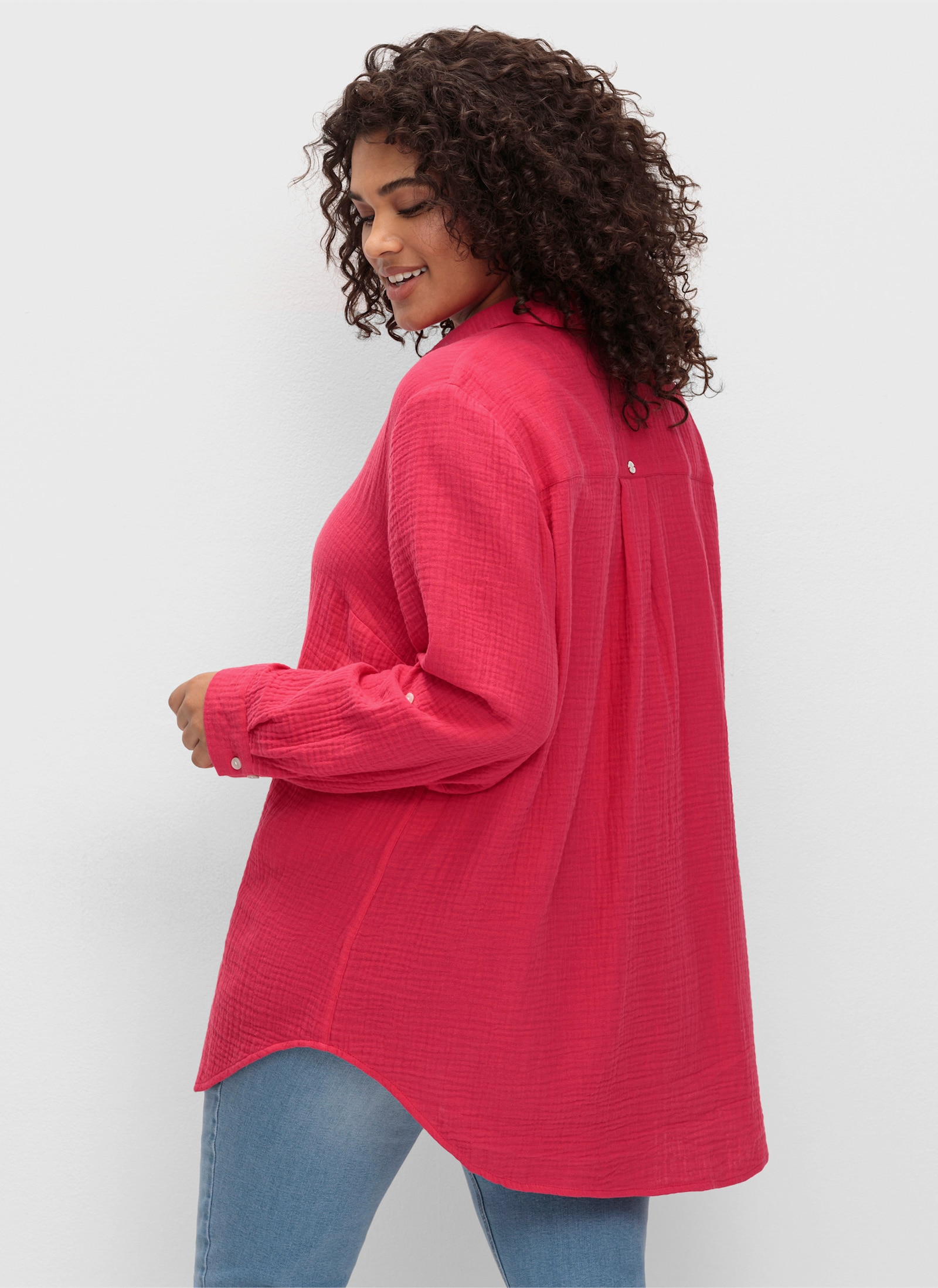 sheego Baumwollbluse in Musselinqualität - magenta