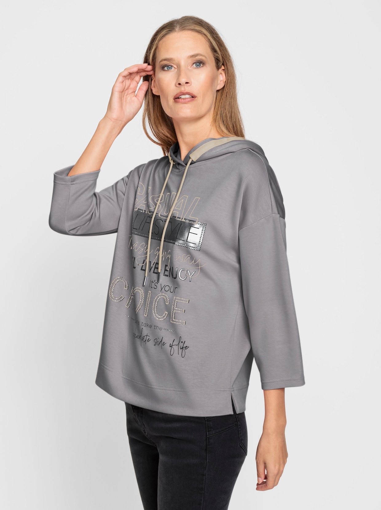 heine Kapuzenshirt - steingrau