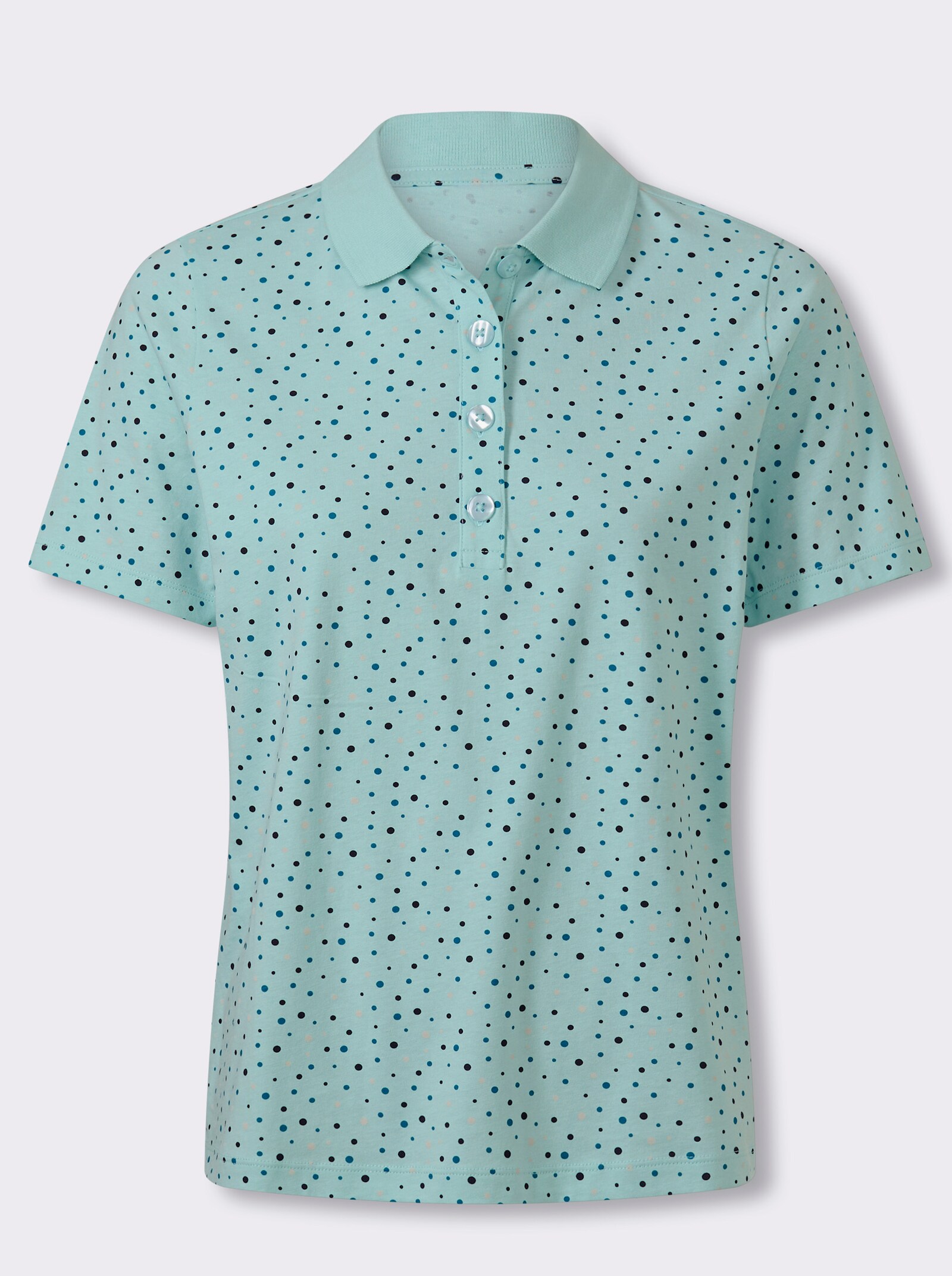 Poloshirt im Tupfen-Dessin - mint-aquapetrol-getupft