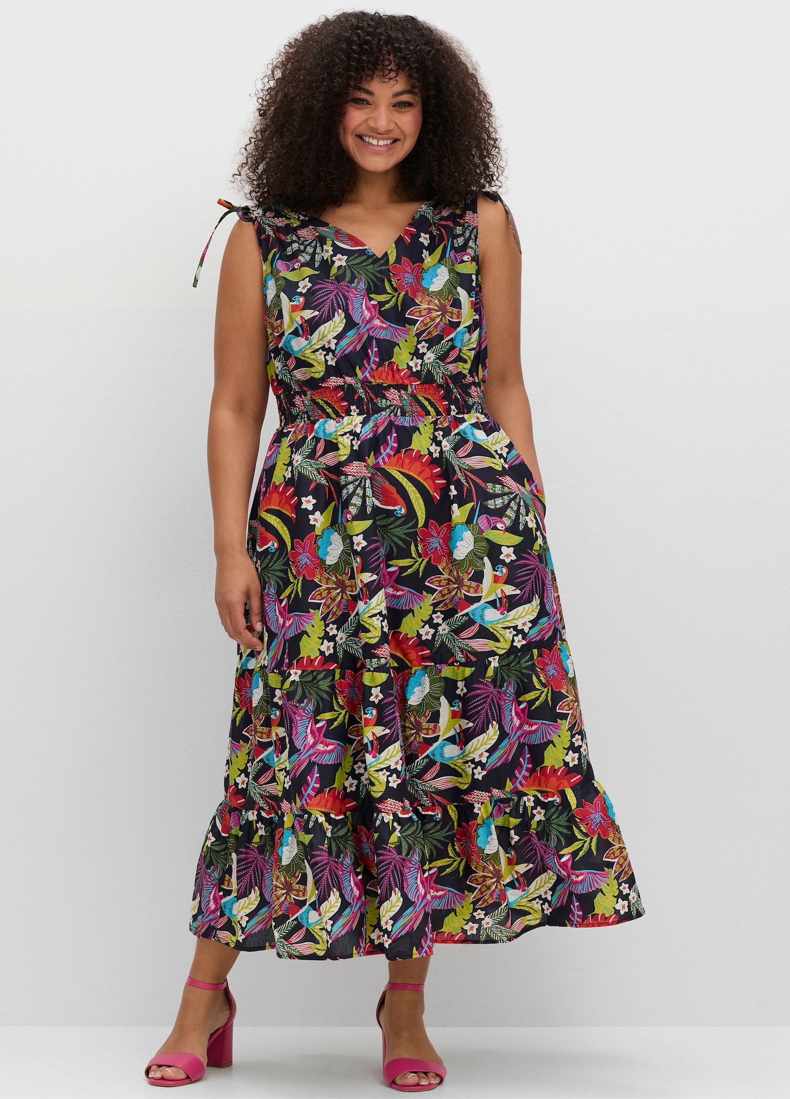 sheego by Joe Browns Maxikleid mit farbenfrohem Print - blau-gemustert