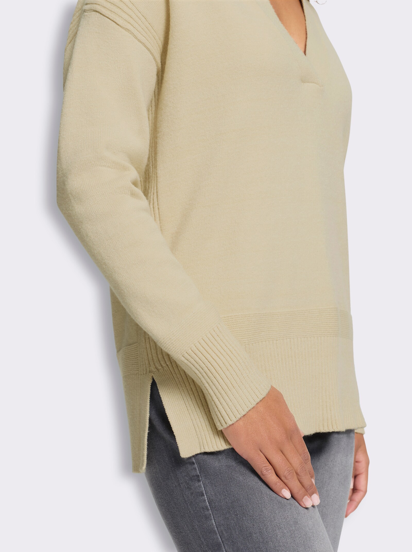 heine Pullover mit Seitenschlitzen - sand
