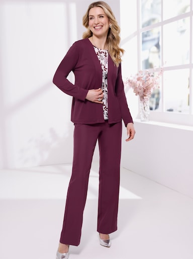 Shirtjacke in offener Form - burgund