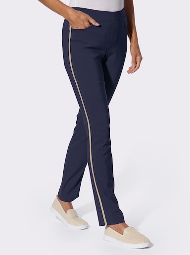 Bengalinhose mit seitlicher Kontrastpaspel - marine-sand
