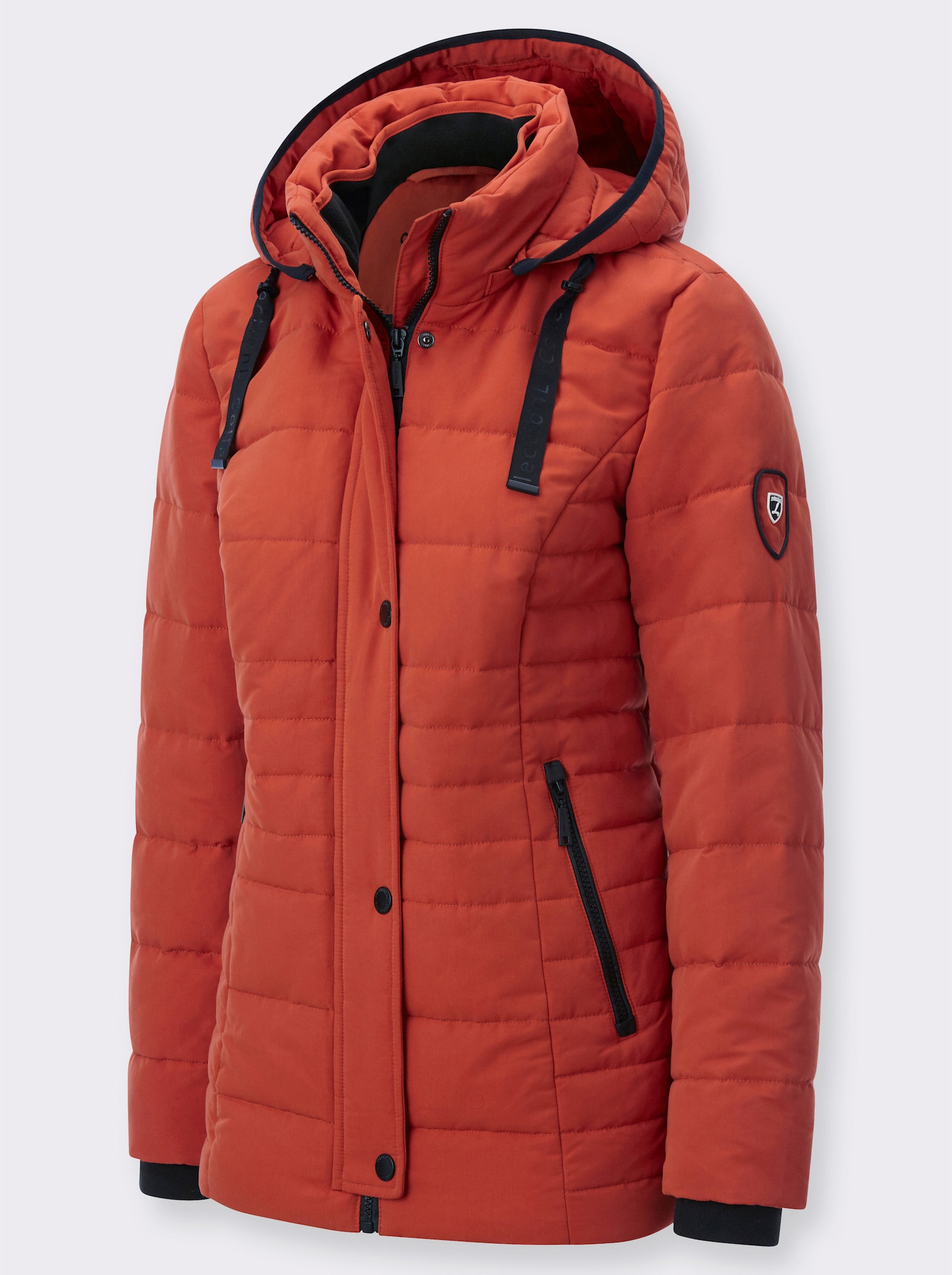 Steppjacke mit Ripsband-Verzierung - rostrot