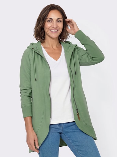Sweatjacke mit Leistentaschen - eucalyptus