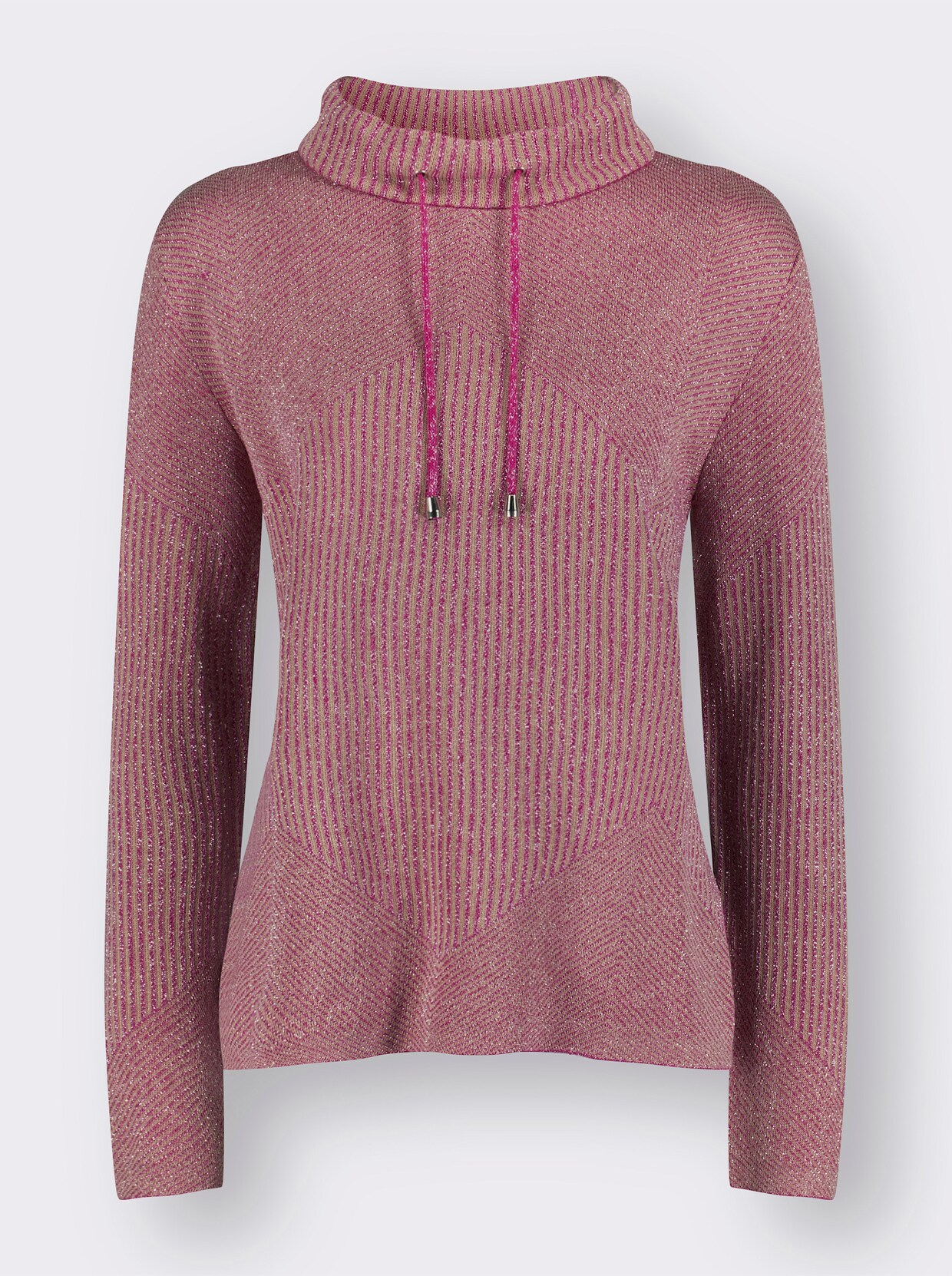 Pullover - fuchsia/beige gedessineerd