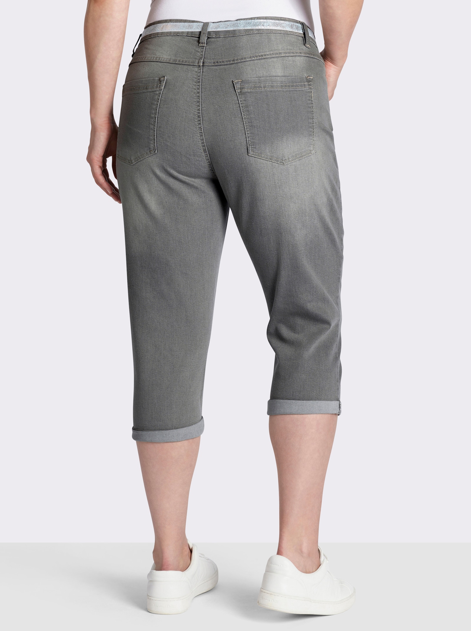Caprijeans inklusive Gürtel - grey denim