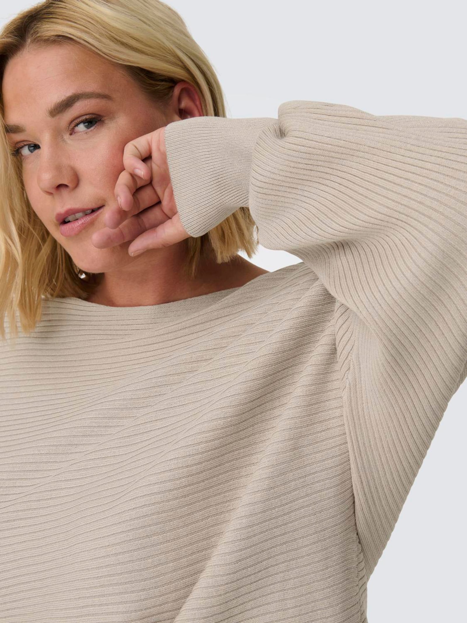 ONLY CARMAKOMA Strickpullover - pumice stone