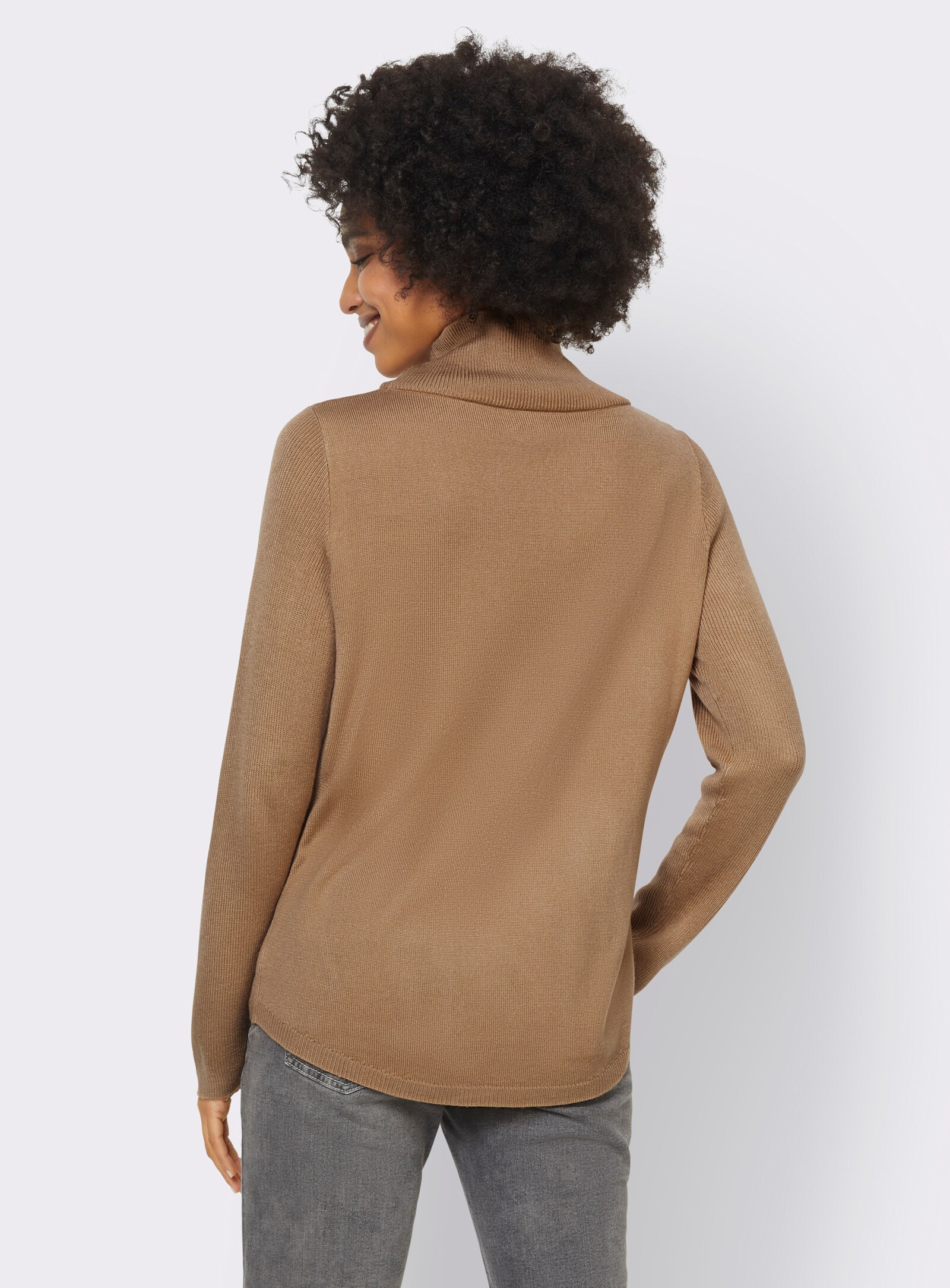 heine Stehkragenpullover mit Taschen - camel