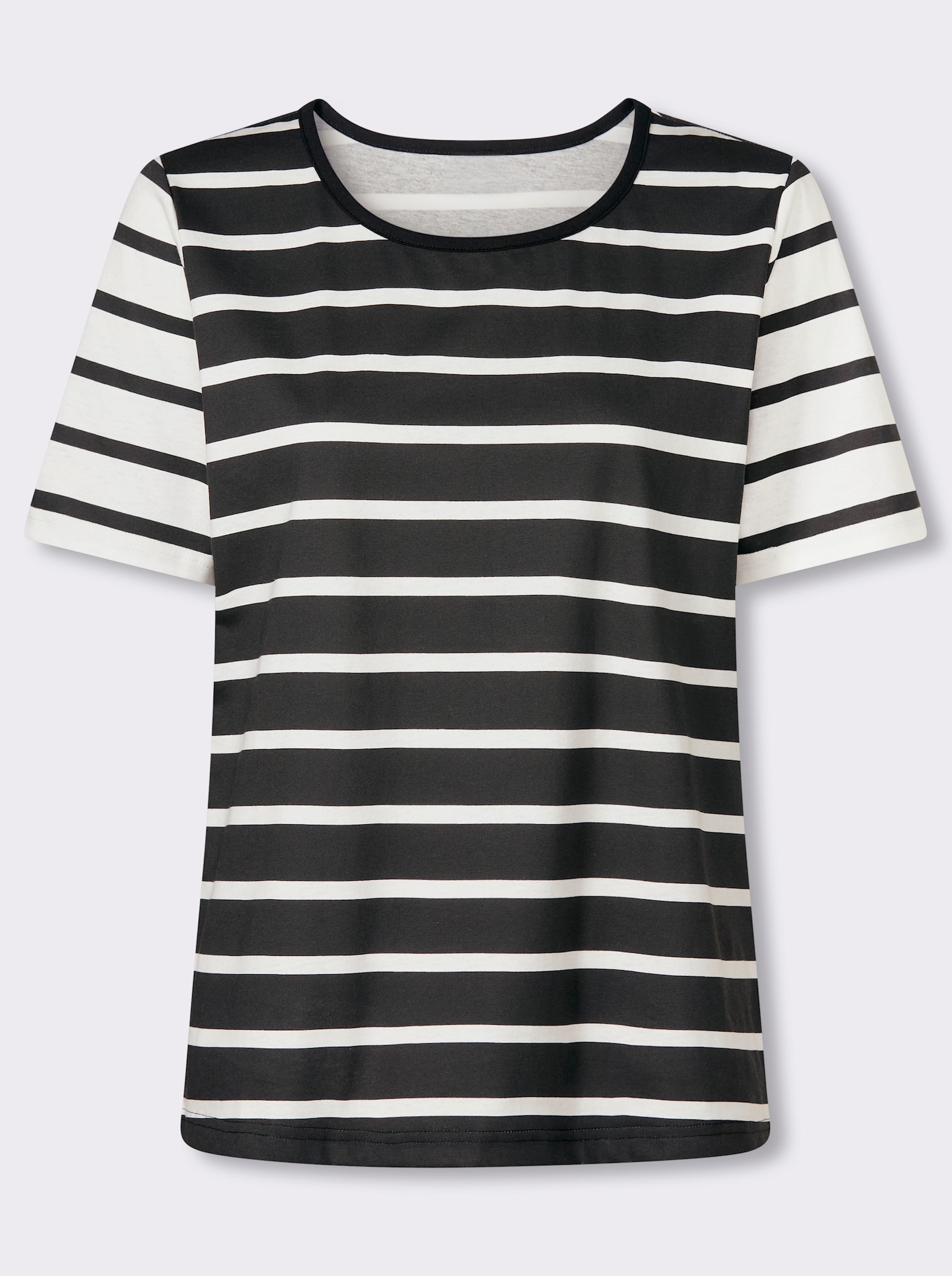 Shirt met korte mouwen en streepjespatroon - zwart/ecru gestreept