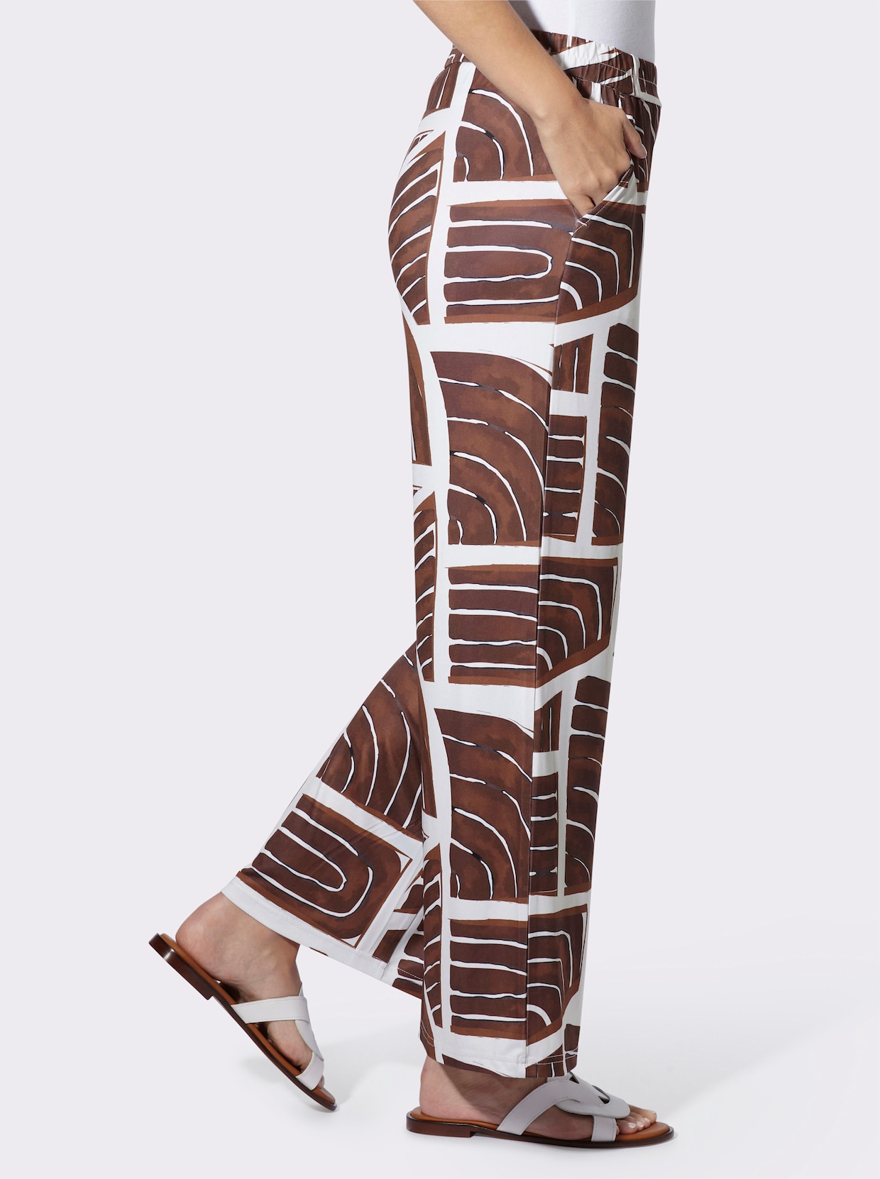 heine Druckhose - schoko-ecru-bedruckt