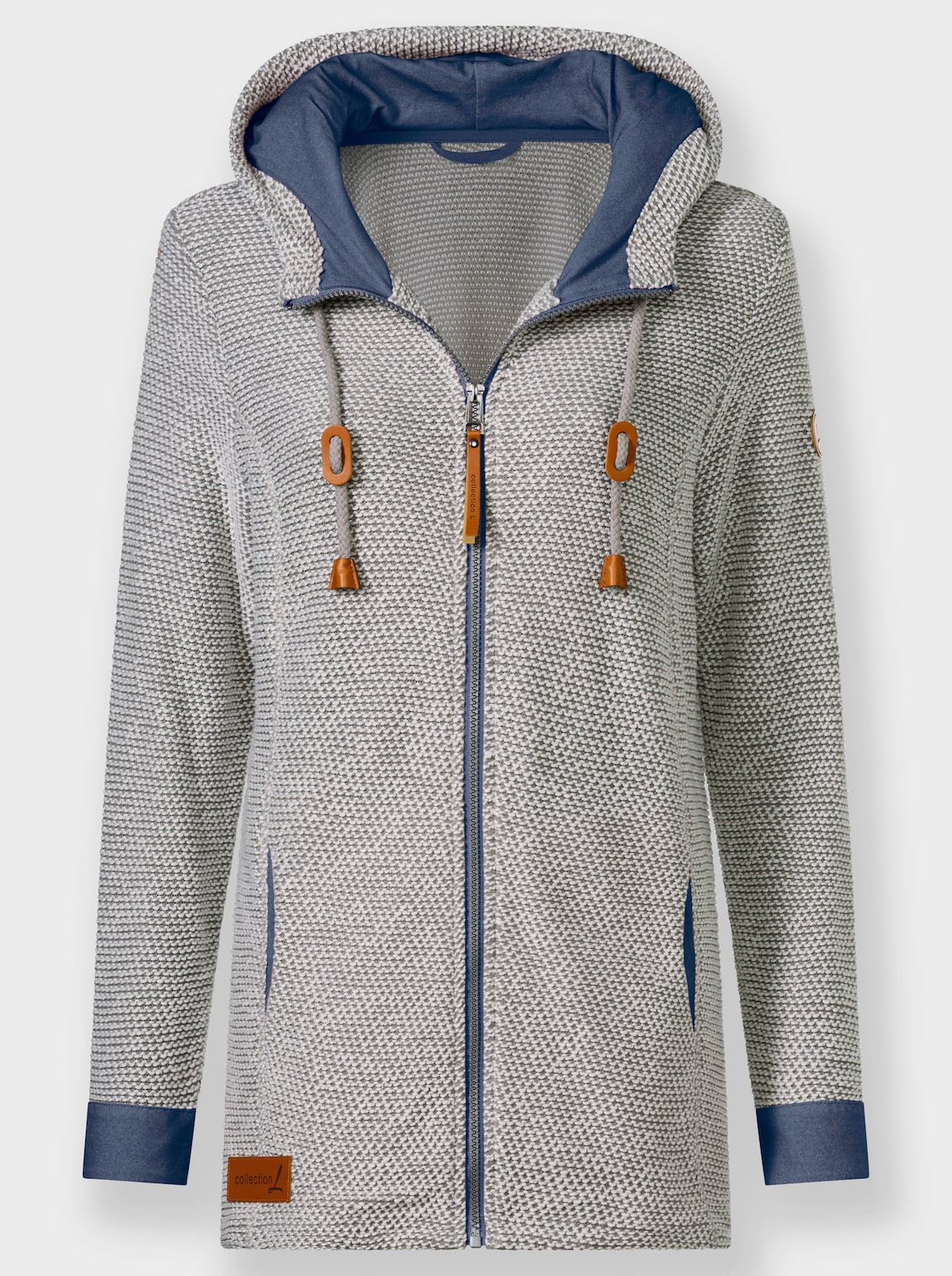 Sweatjacke - steingrau-rauchblau