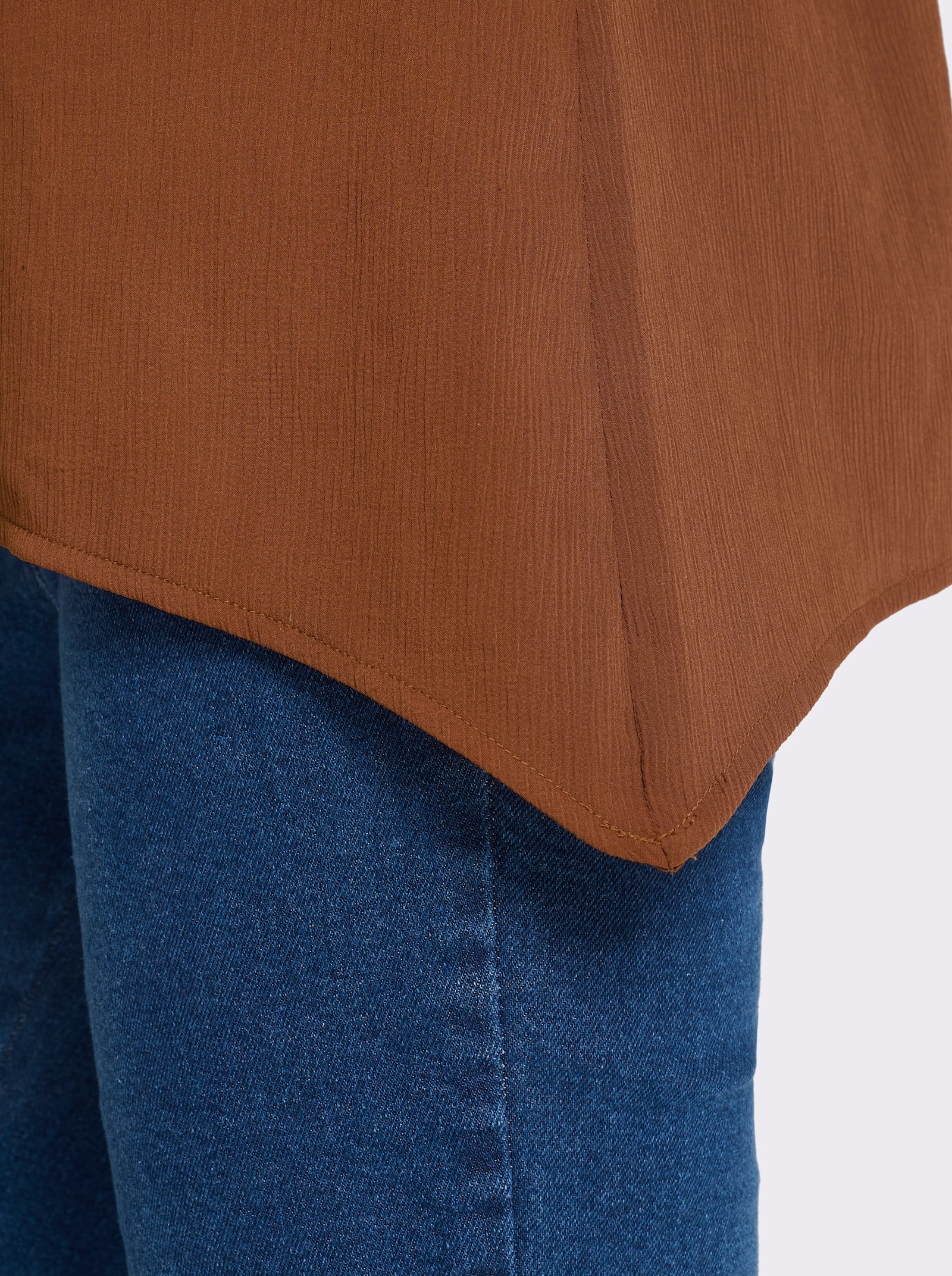 Comfortblouse met puntige zoom - cognac