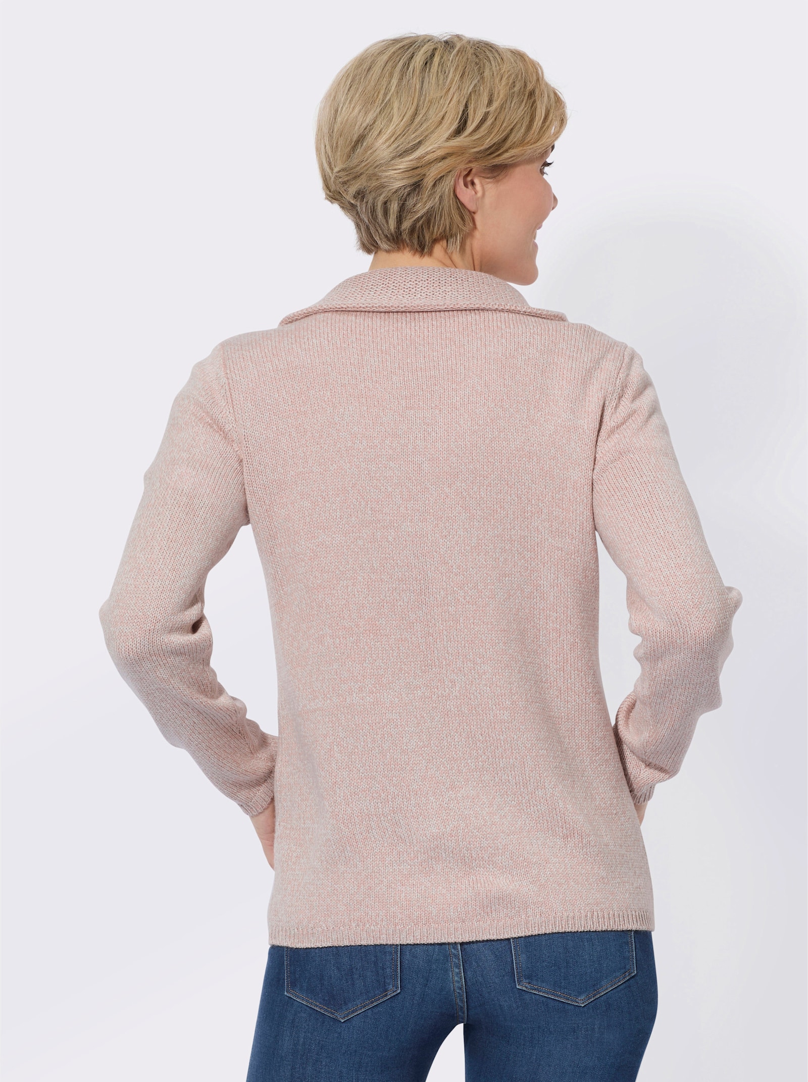 Strickjacke - puder-hellgrau-meliert