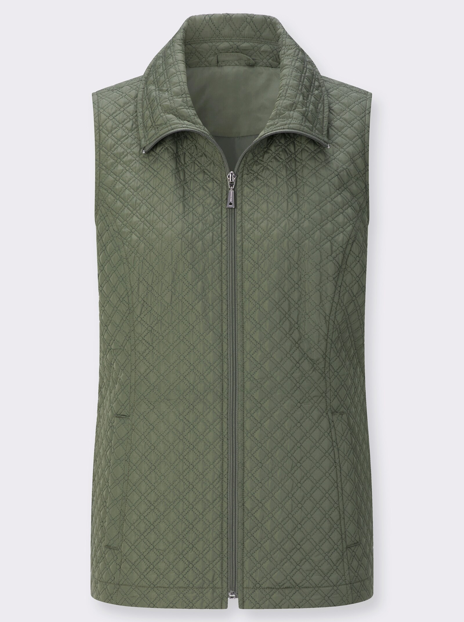 Steppweste mit formgebenden Wiener Nähten - khaki