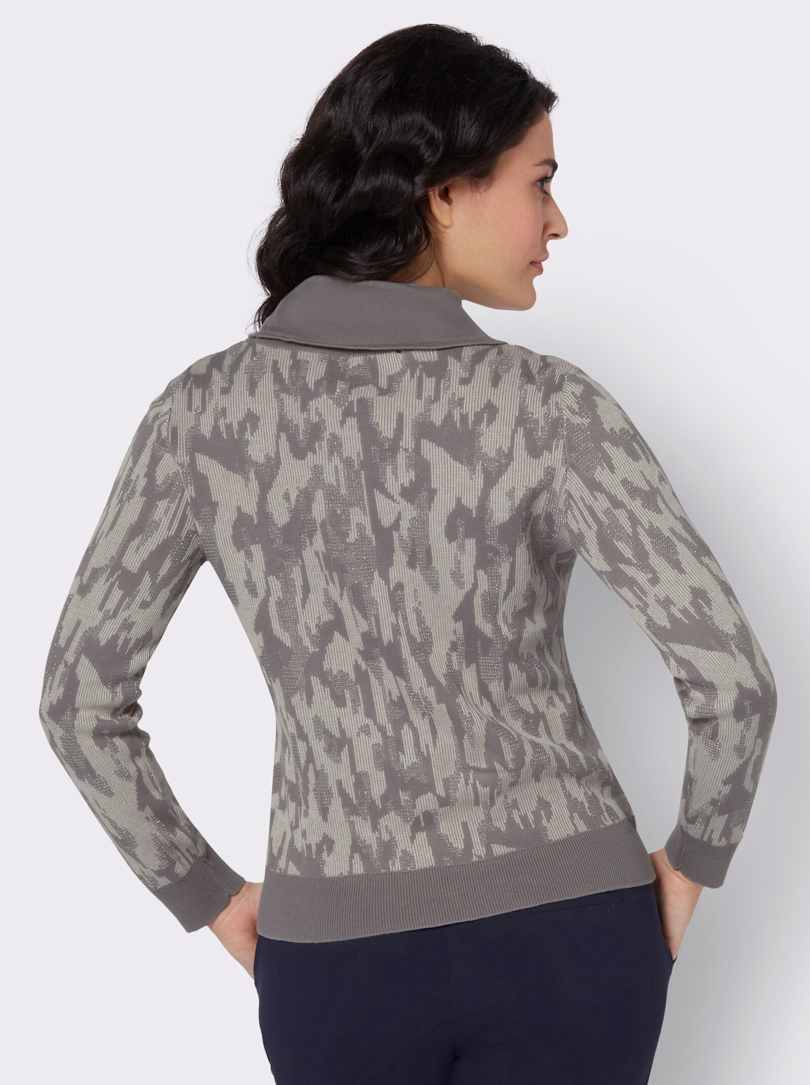 Jacquard-Pullover mit Effektgarn, gemustert - hellgrau-grau-gemustert