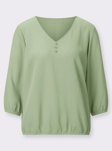 Schlupfbluse mit Crinkle-Effekt - eucalyptus