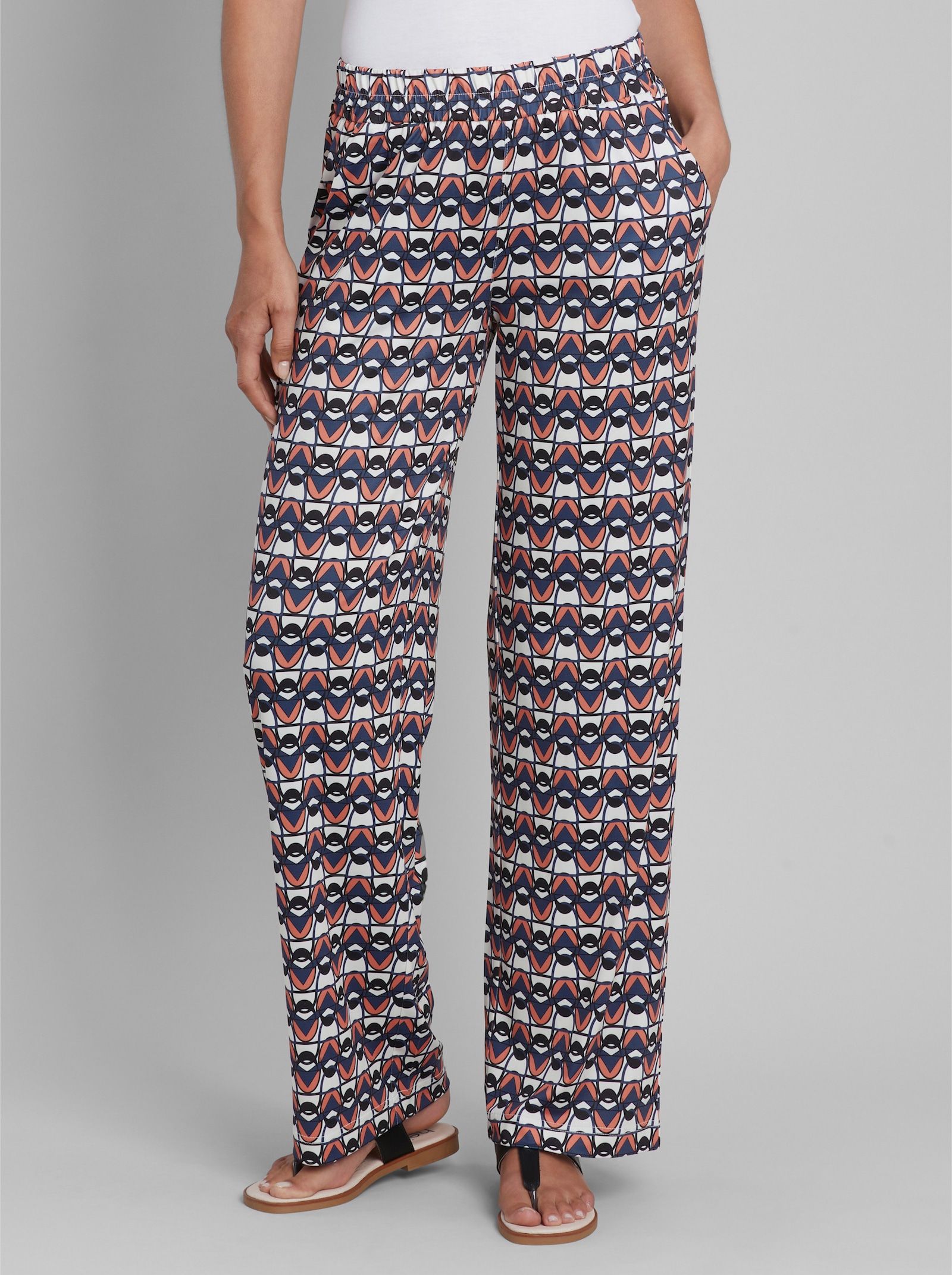 heine Druckhose im Retro-Dessin - taubenblau-ecru-bedruckt