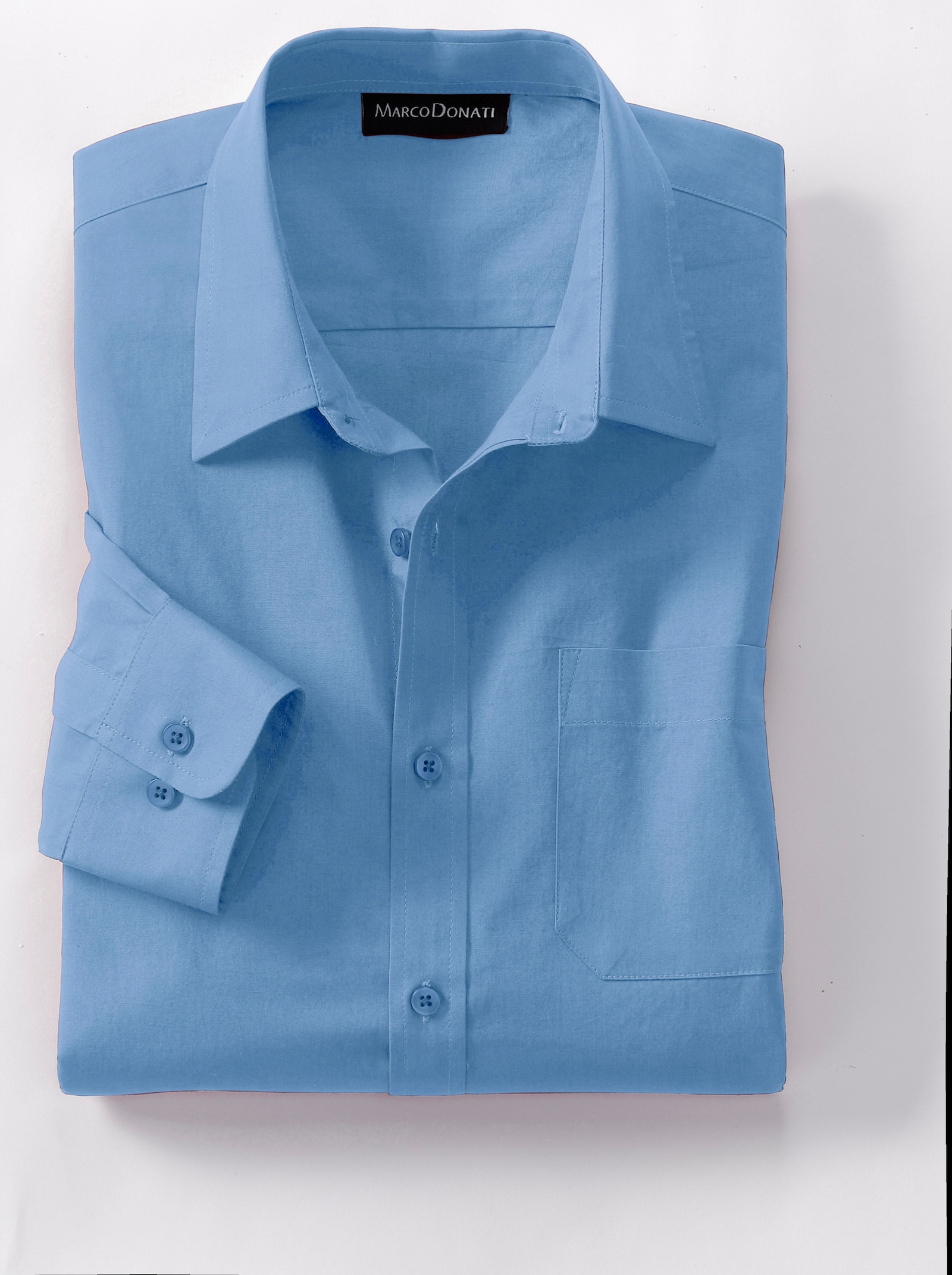 Marco Donati Långärmad skjorta i strykfritt material - himmelsblå