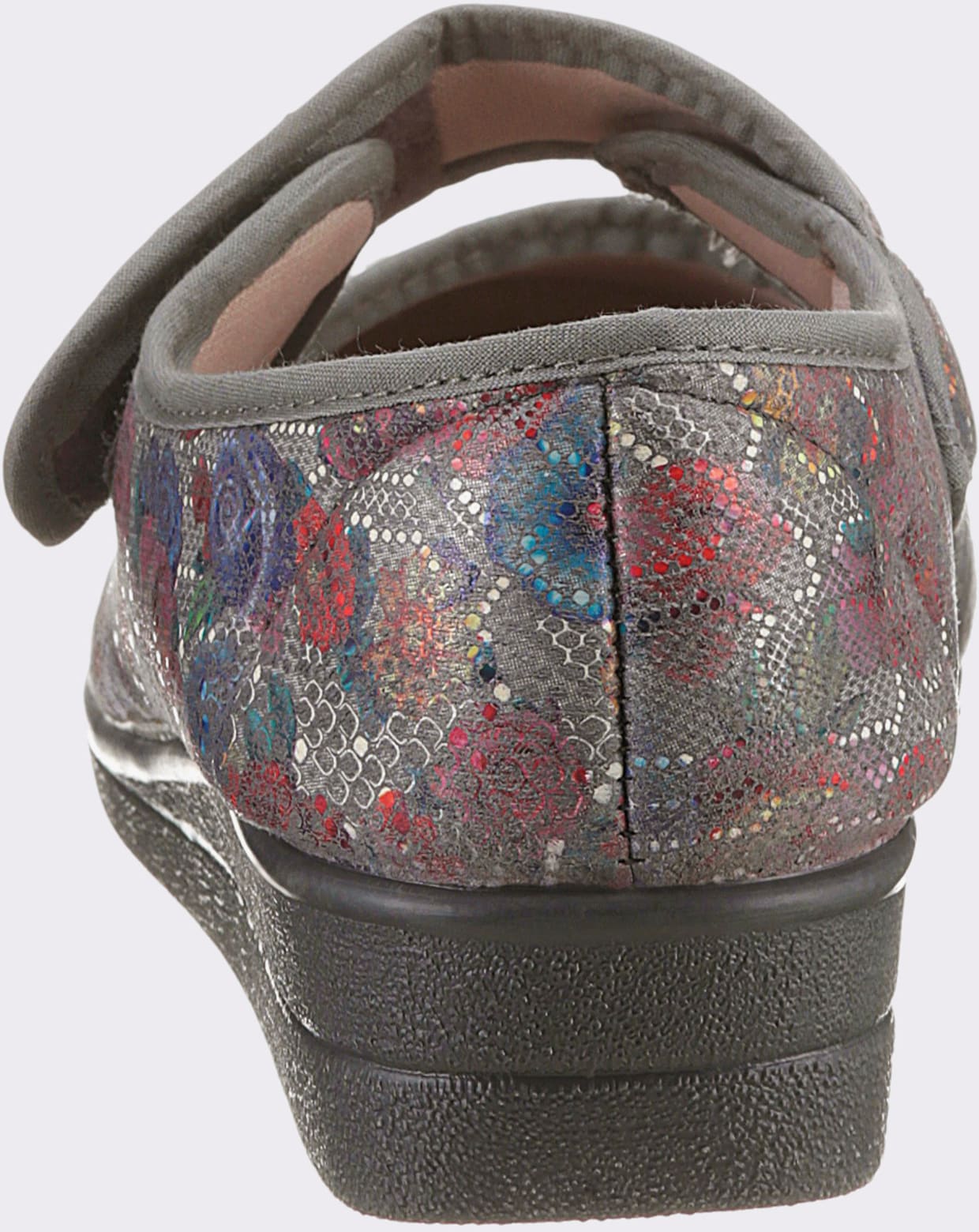 Domácí obuv - šedá-květovaná