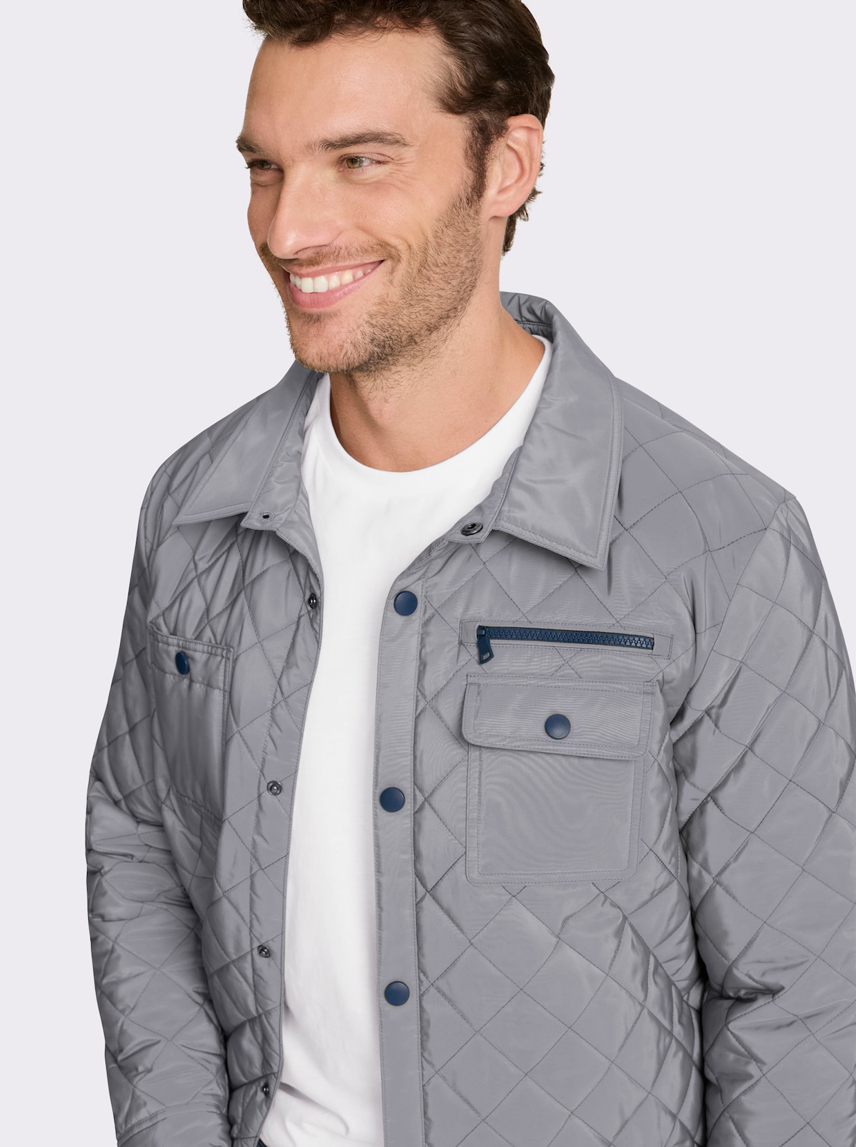 Marco Donati Steppjacke mit insgesamt 8 Taschen - steingrau