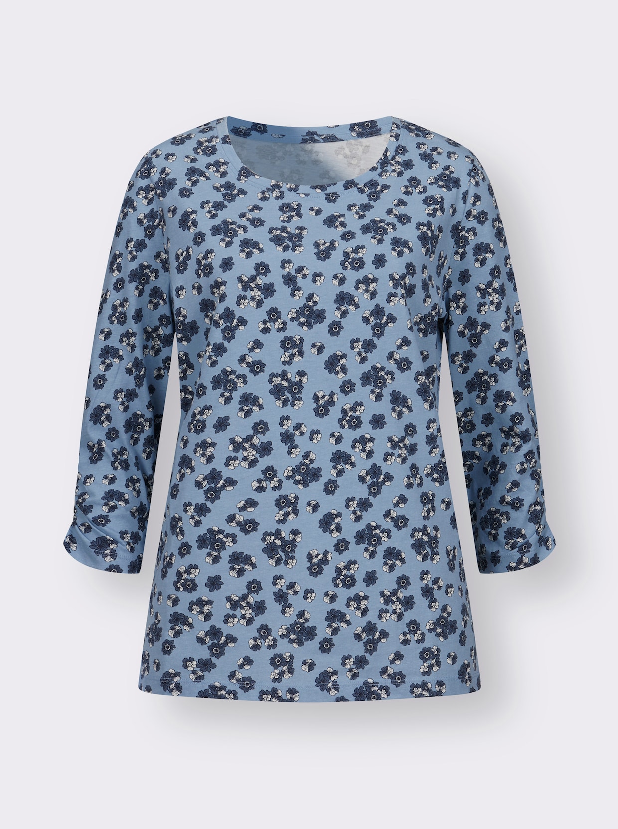 3/4-Arm-Shirt - bleu-marine-bedruckt