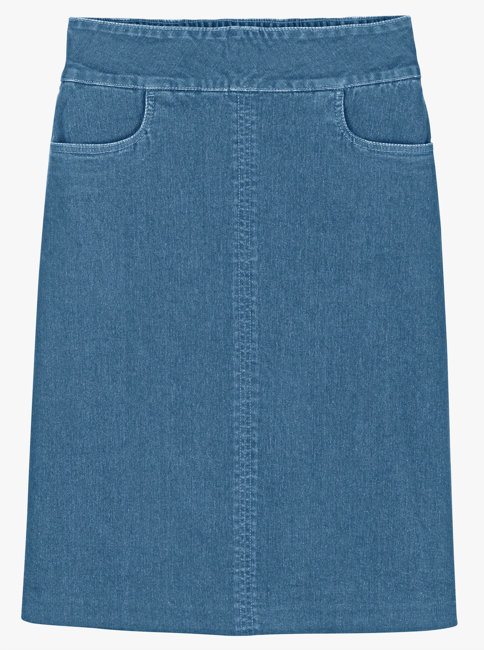 Jeansrock mit hoher Bundpatte - blue-bleached